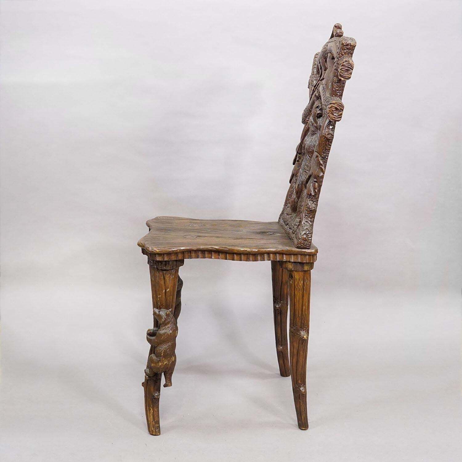 Antique Black Forest Carved Bear Chair, Brienz, Circa 1880s photo for sale
