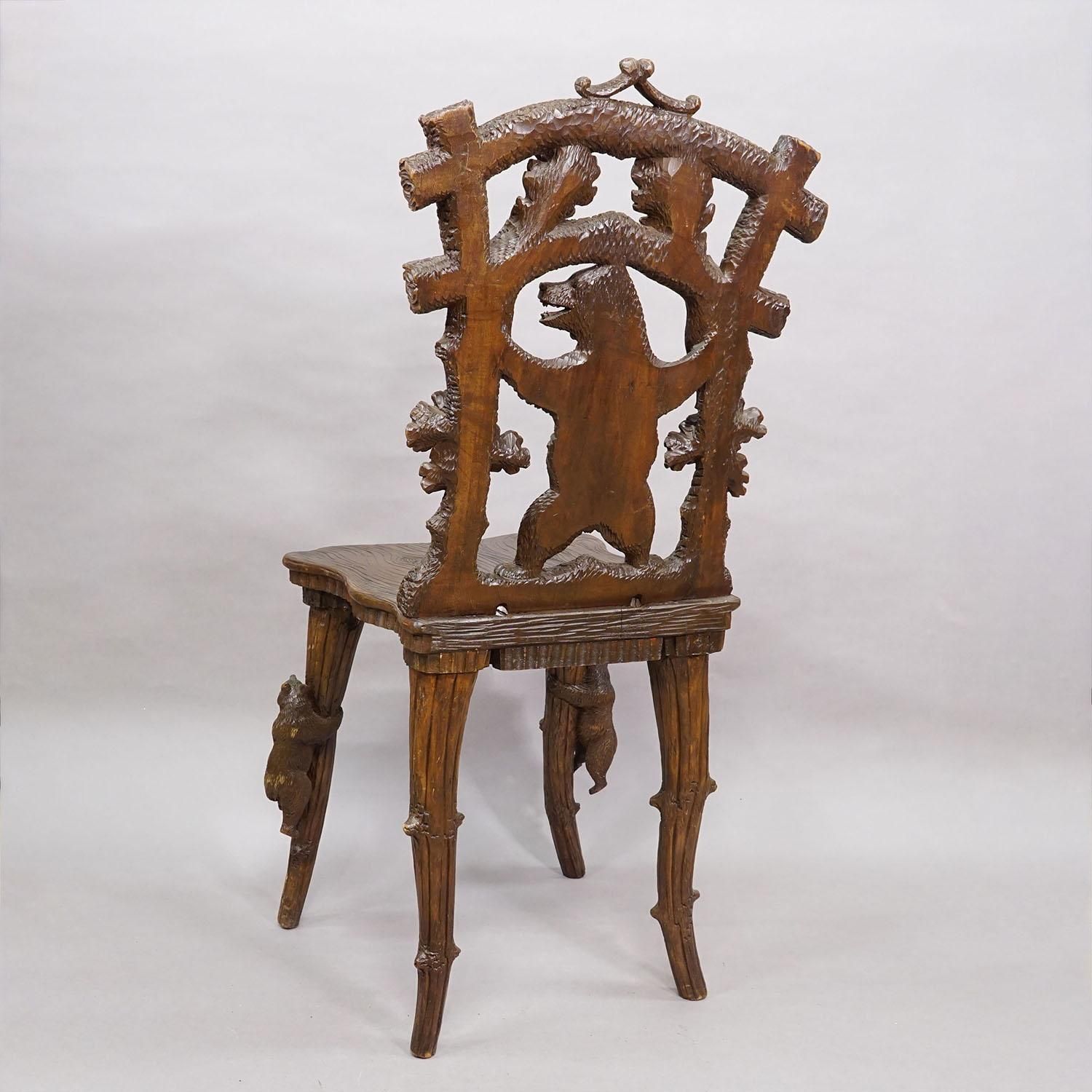 Antique Black Forest Carved Bear Chair, Brienz, Circa 1880s photo Furniture