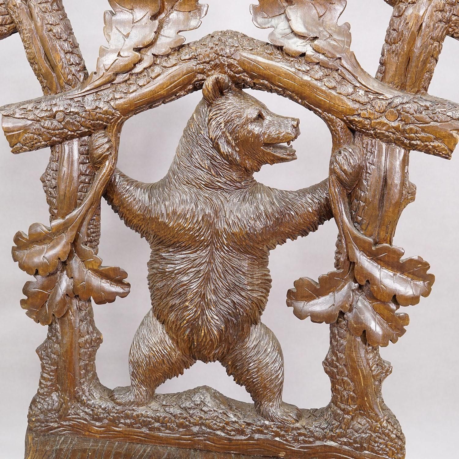 photo for sale Antique Black Forest Carved Bear Chair, Brienz, Circa 1880s