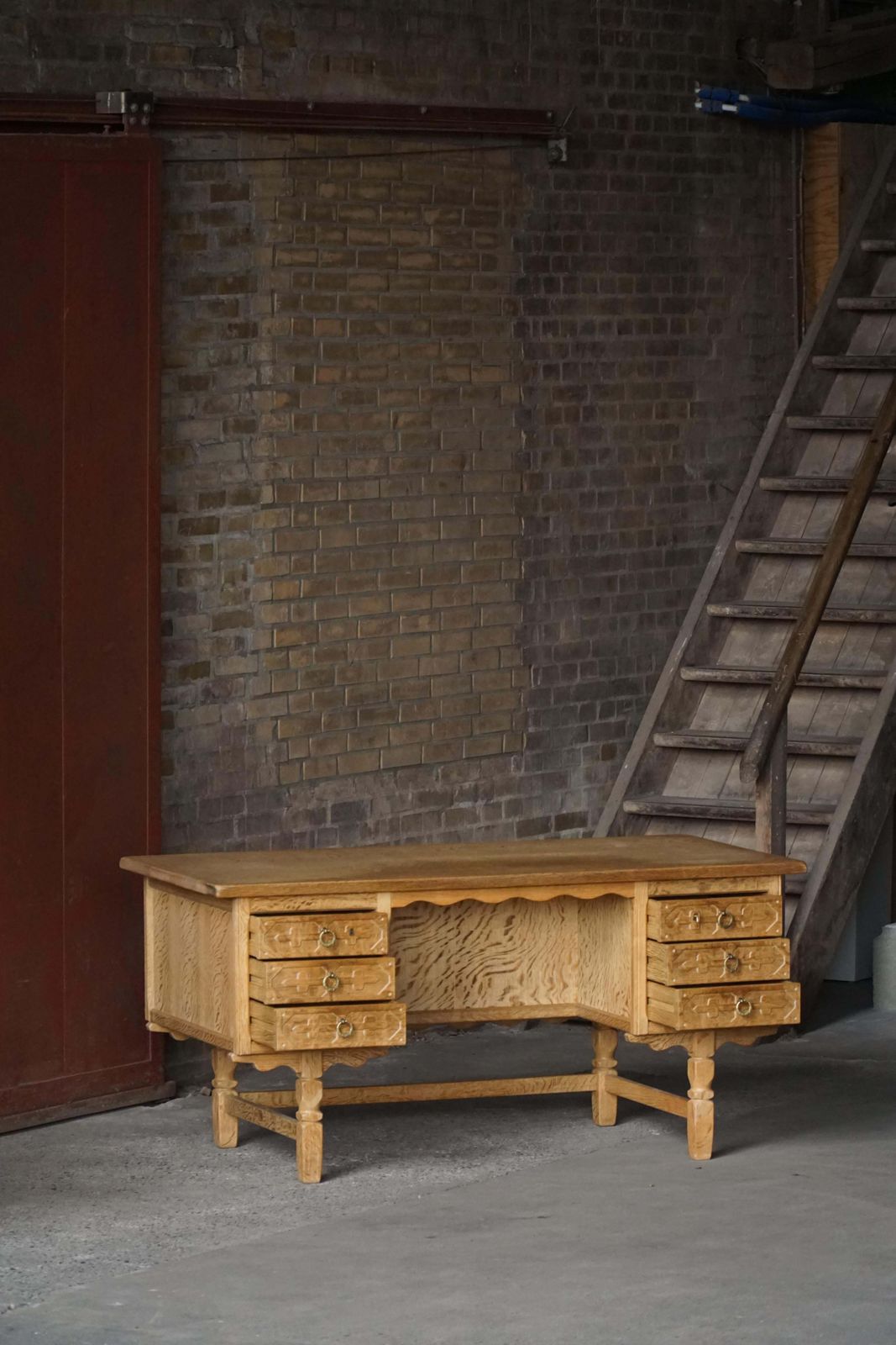 Freestanding Desk In Oak, Danish Mid Century Modern, Henning Kjærnulf, 1950s photo 2073.0