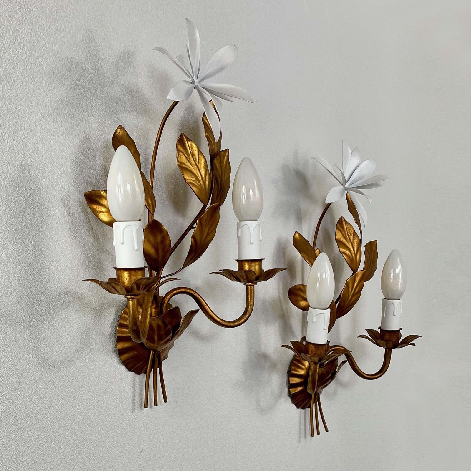 Gilt Floral Wall Lights By Maison Bagues, France 1950s photo for sale