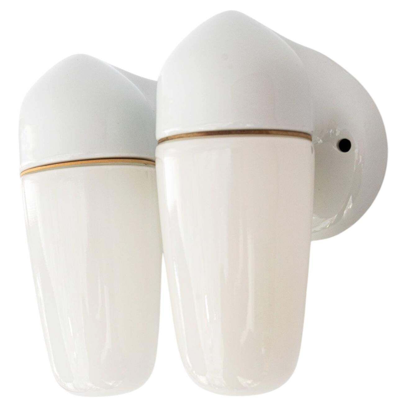 Porcelain Pair Of Wall Lights By Wilhelm Wagenfeld For Lindner, 1940s, Germany