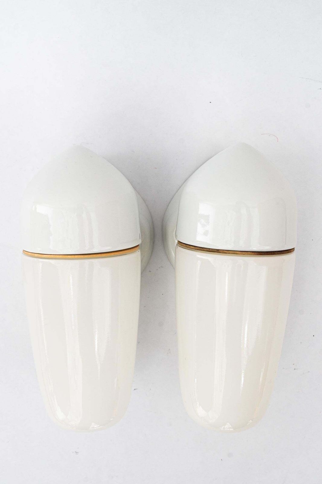 Porcelain Pair Of Wall Lights By Wilhelm Wagenfeld For Lindner, 1940s, Germany photo Lighting
