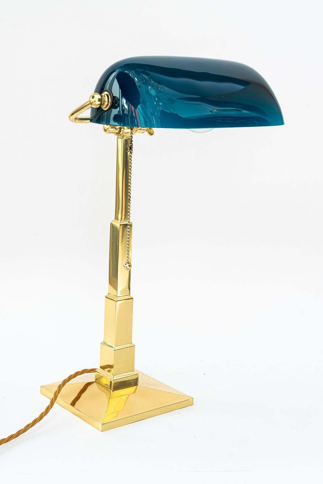 Art Deco Banker Lamp With Original Glass Shade Vienna Around 1920s photo furniture