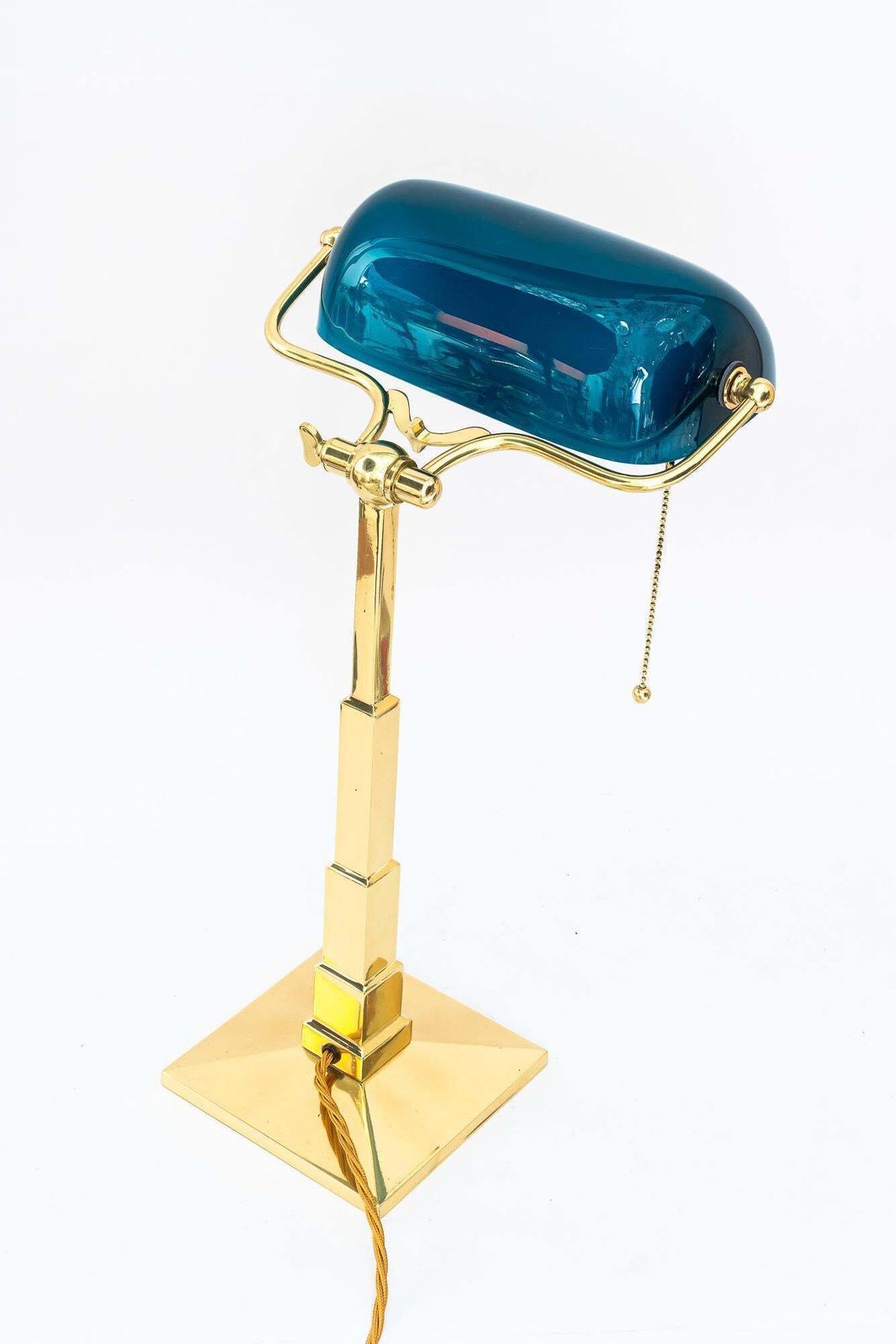Art Deco Banker Lamp With Original Glass Shade Vienna Around 1920s photo Lighting