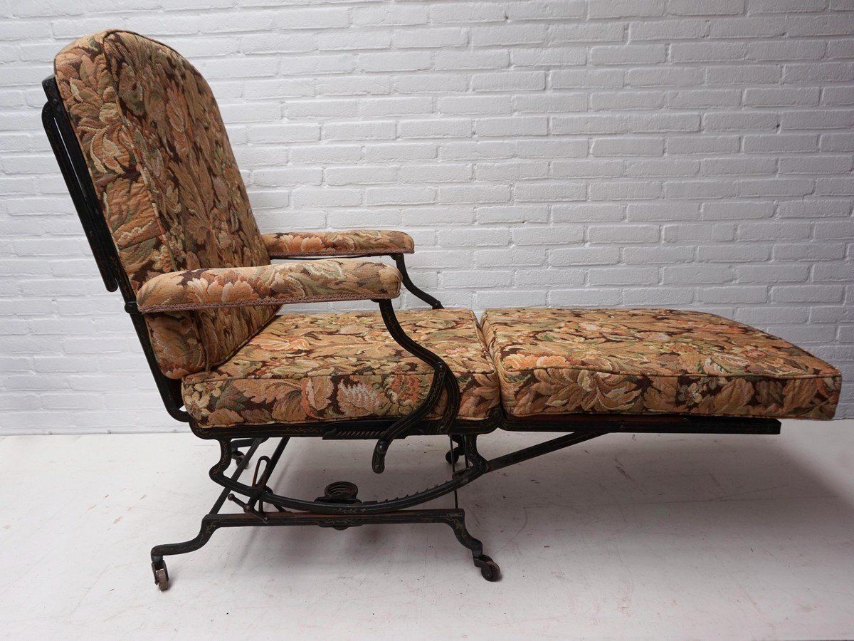 1861.0 Adjustable Reclining Lounge Chaise Longue From Marks Co., New York, USA, 1890s photo