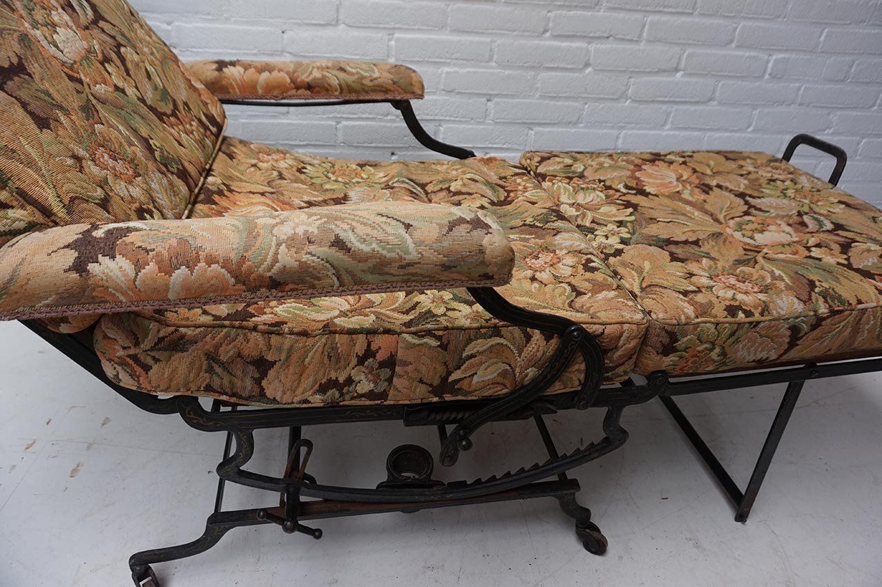 photo vintage Adjustable Reclining Lounge Chaise Longue From Marks Co., New York, USA, 1890s