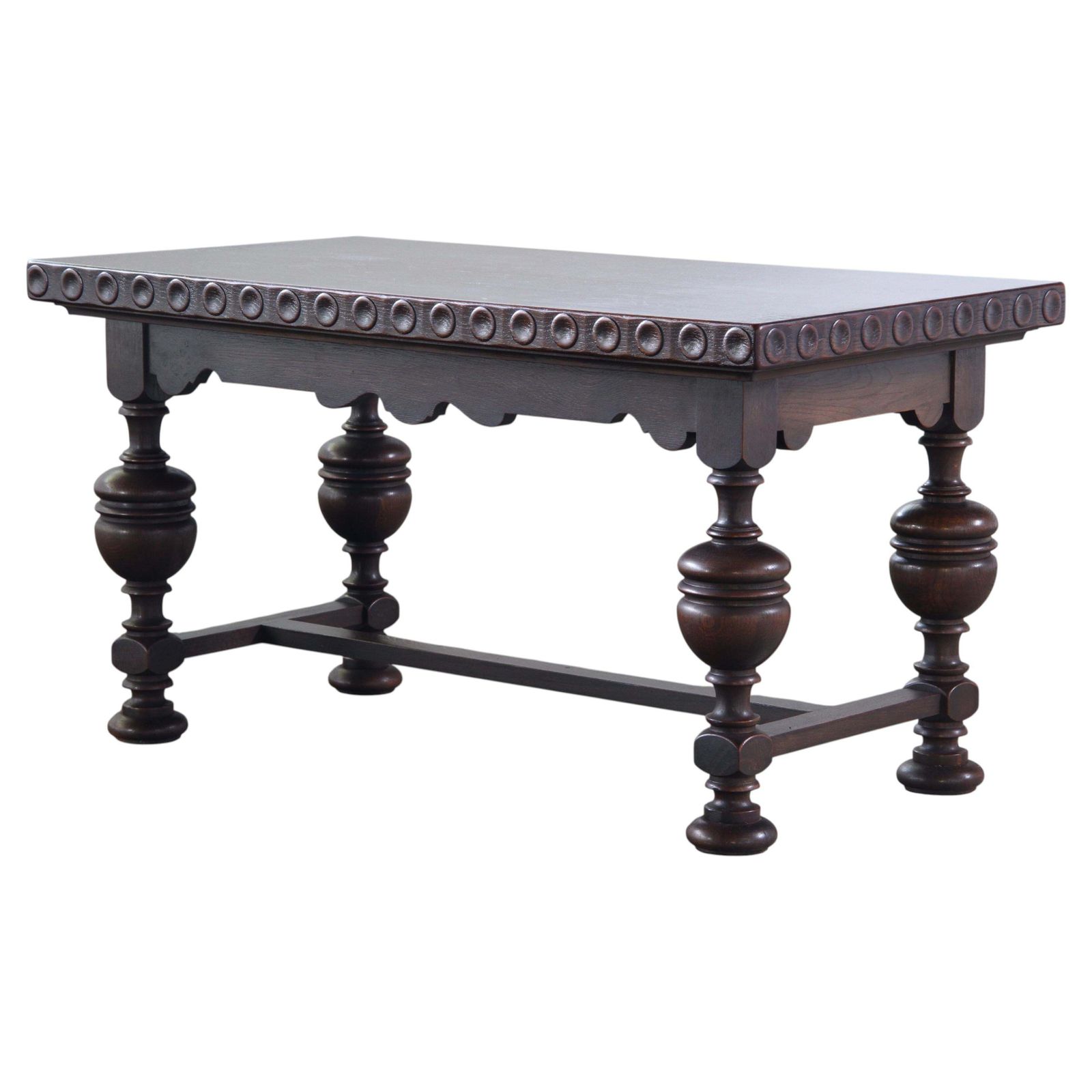 Vintage Renaissance Revival Dark Oak Coffee Table, 1900s.