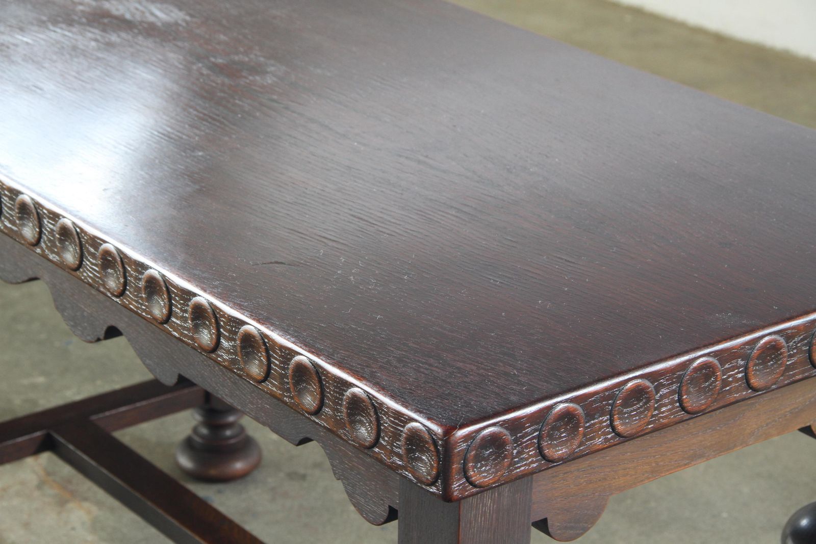 Vintage Renaissance Revival Dark Oak Coffee Table, 1900s. photo vinterior