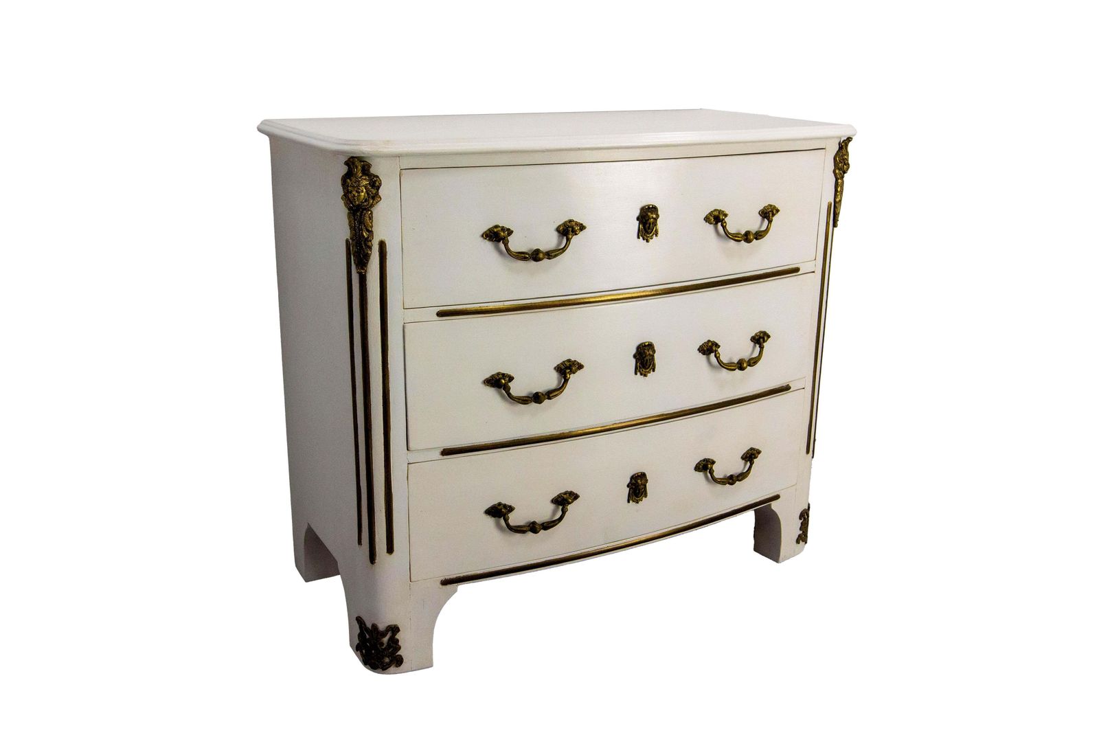 French White Commode Louis XVI Style Chest Of Drawers  Elm & Bronze, 20th Mid C photo furniture
