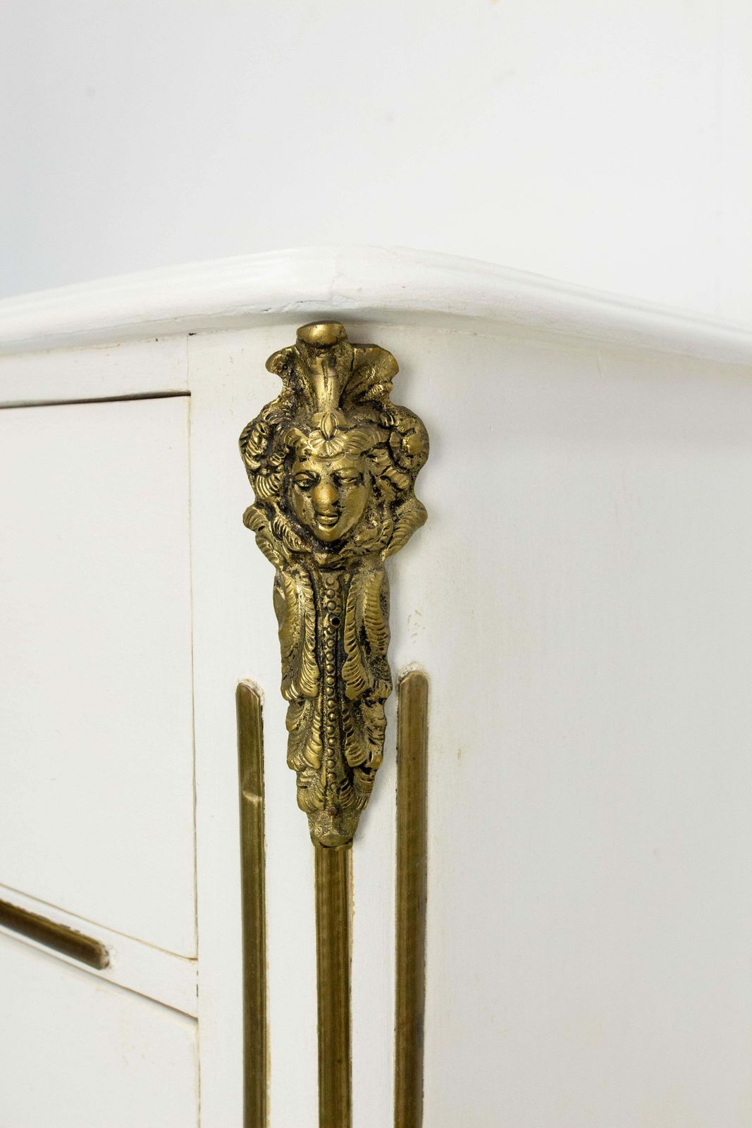 French White Commode Louis XVI Style Chest Of Drawers  Elm & Bronze, 20th Mid C photo vinterior