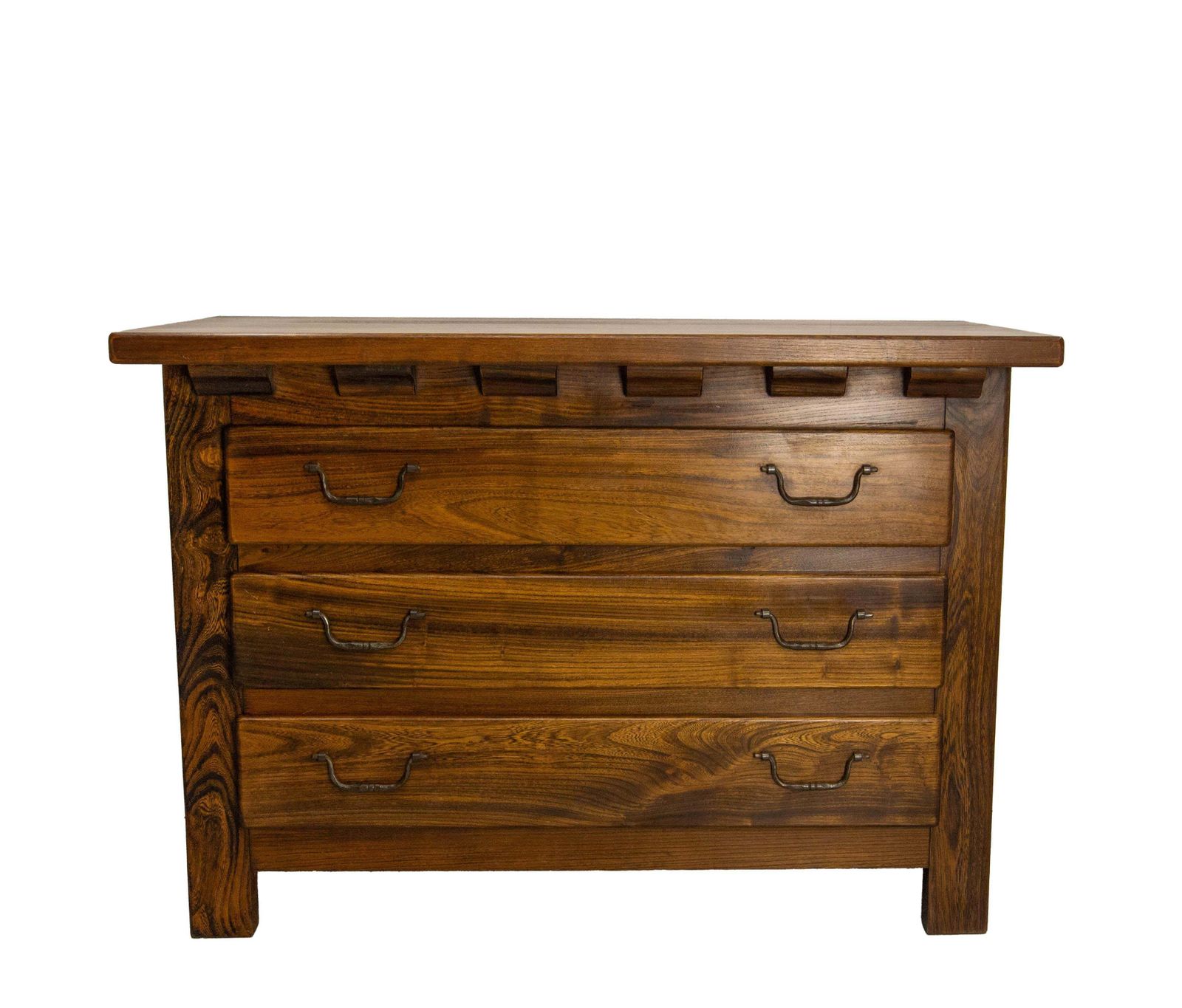 French Brutalist Style Elm Commode Chest Of Drawers, Circa 1970 photo for sale