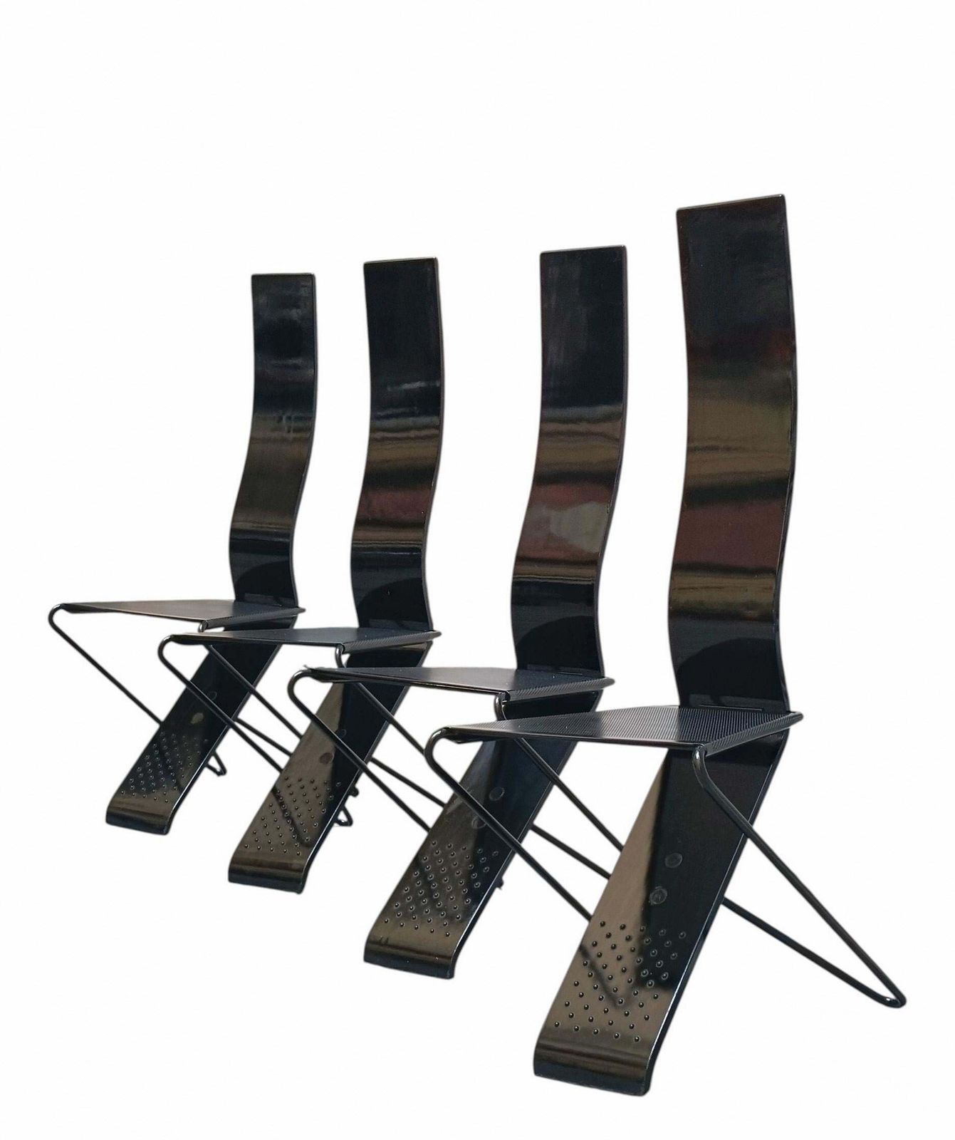 Pietro Arosio Set Of 4 "Impronta" Chairs, Italy 1980s photo furniture