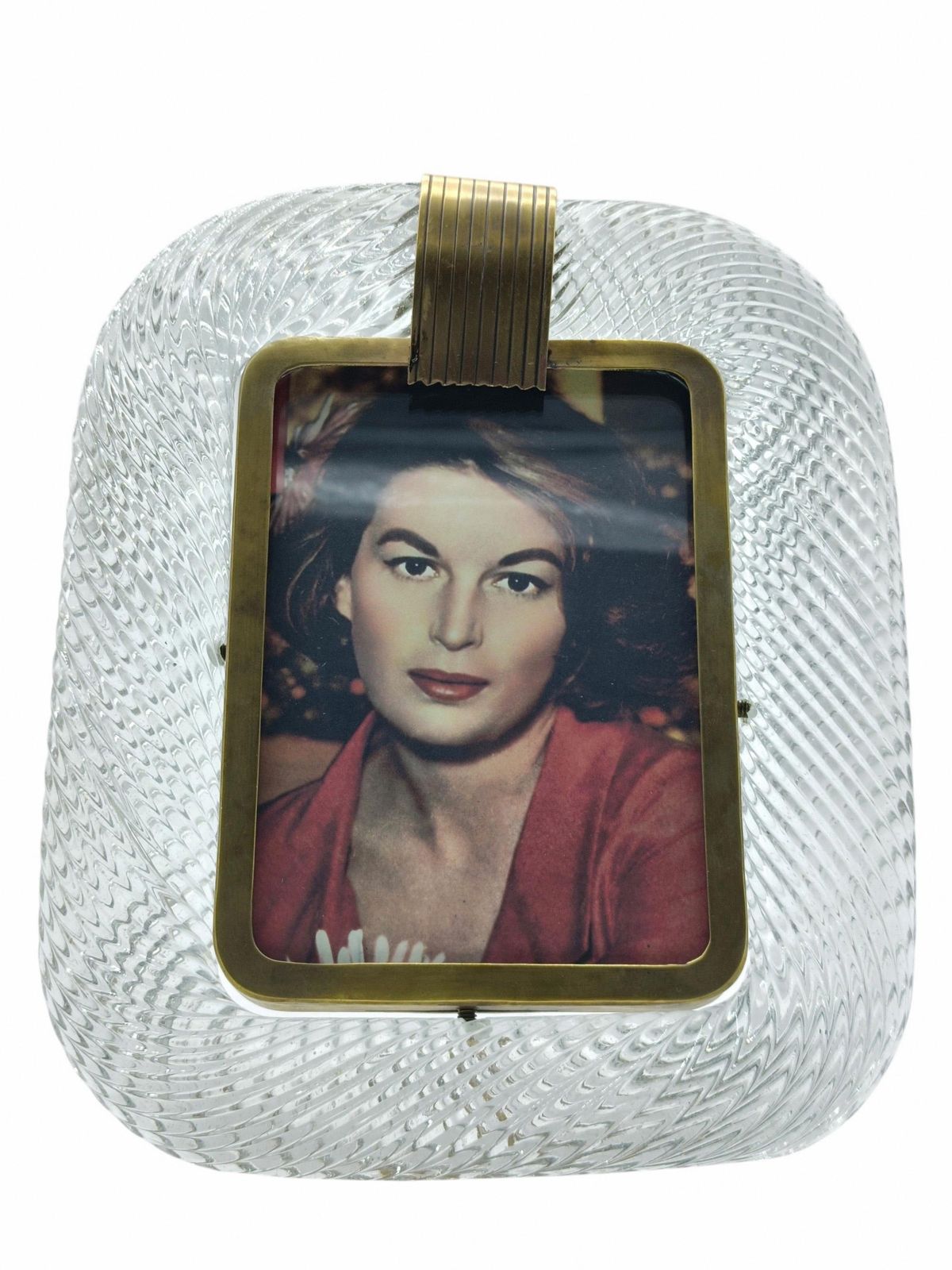 Barovier & Toso Cornice Portafoto In Vetro Di Murano E Ottone, Italia 1950s photo for sale