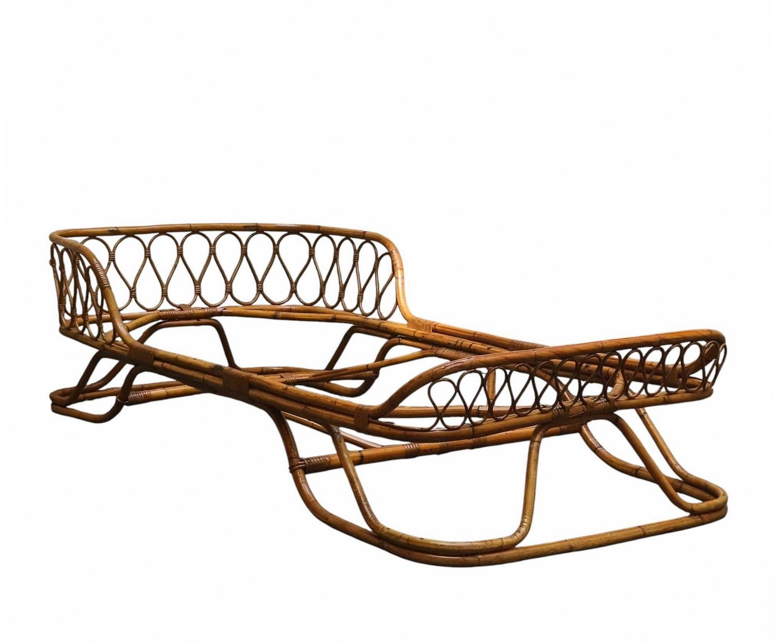 Tito Agnoli Attr. Daybed In Rattan E Bambu' Intrecciati, Italia 1960s photo for sale