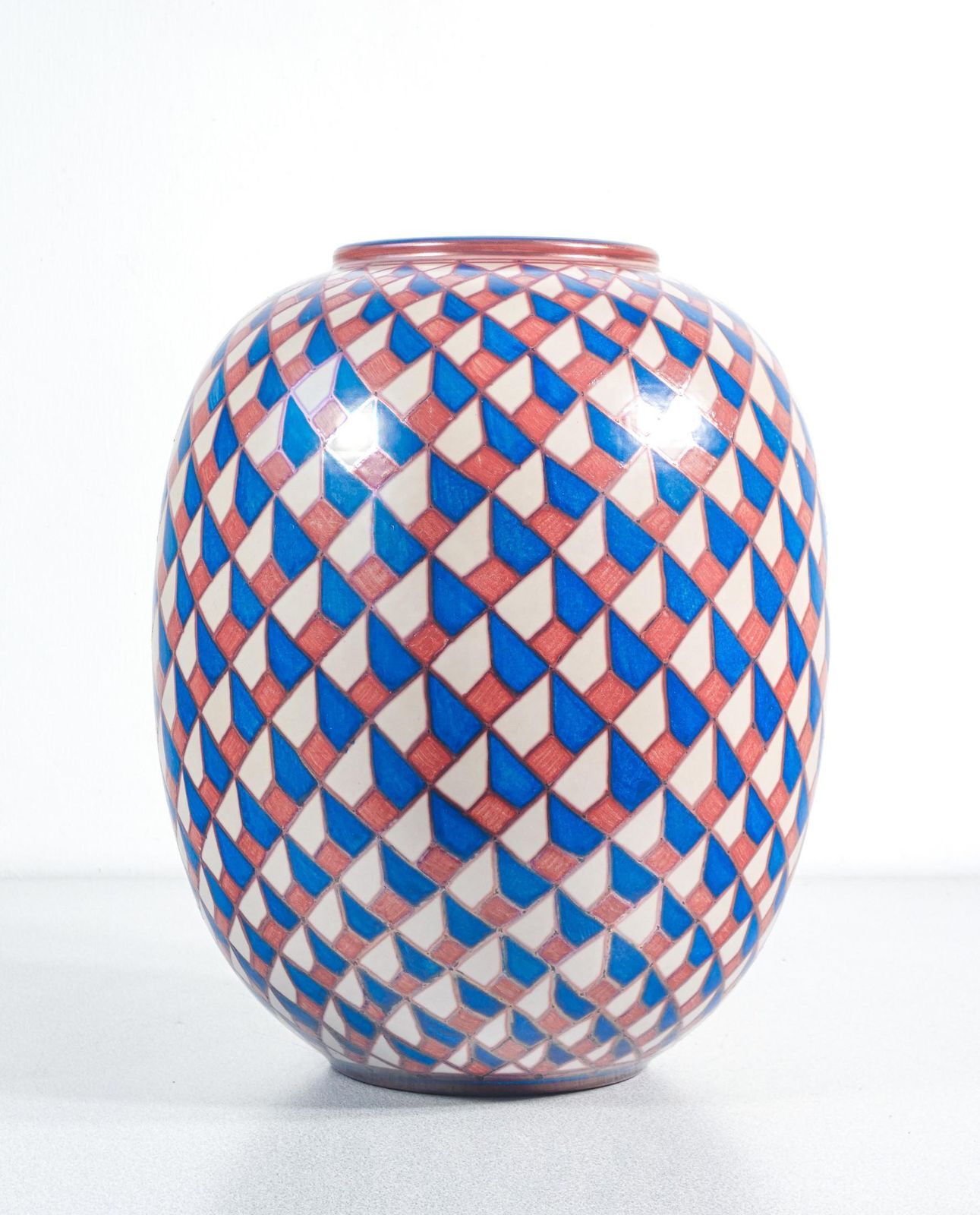 Bottega Vignoli Majolica Vase, Geometric Decoration. Faenza, 1970s photo 1060.0