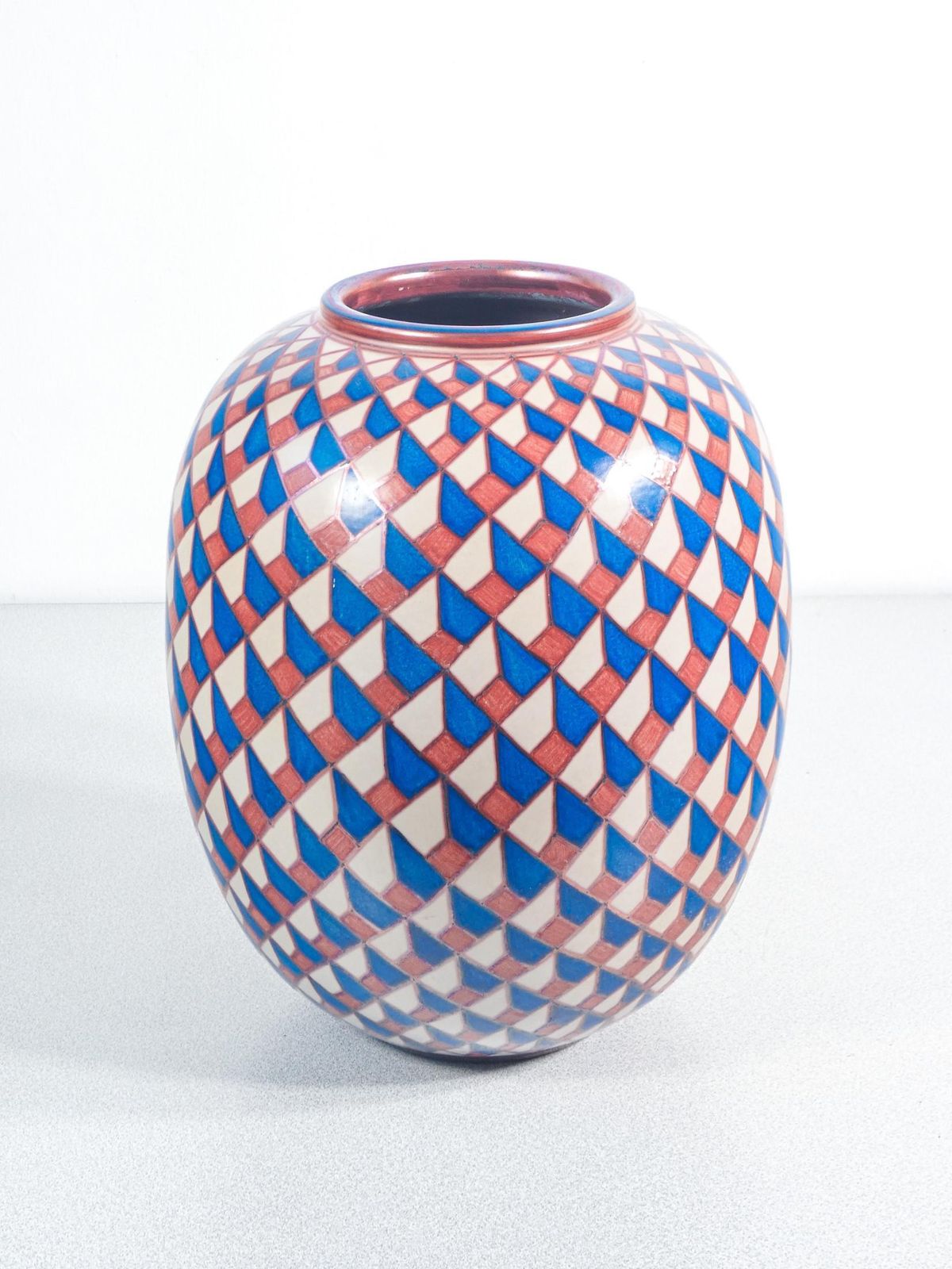 Bottega Vignoli Majolica Vase, Geometric Decoration. Faenza, 1970s photo vinterior