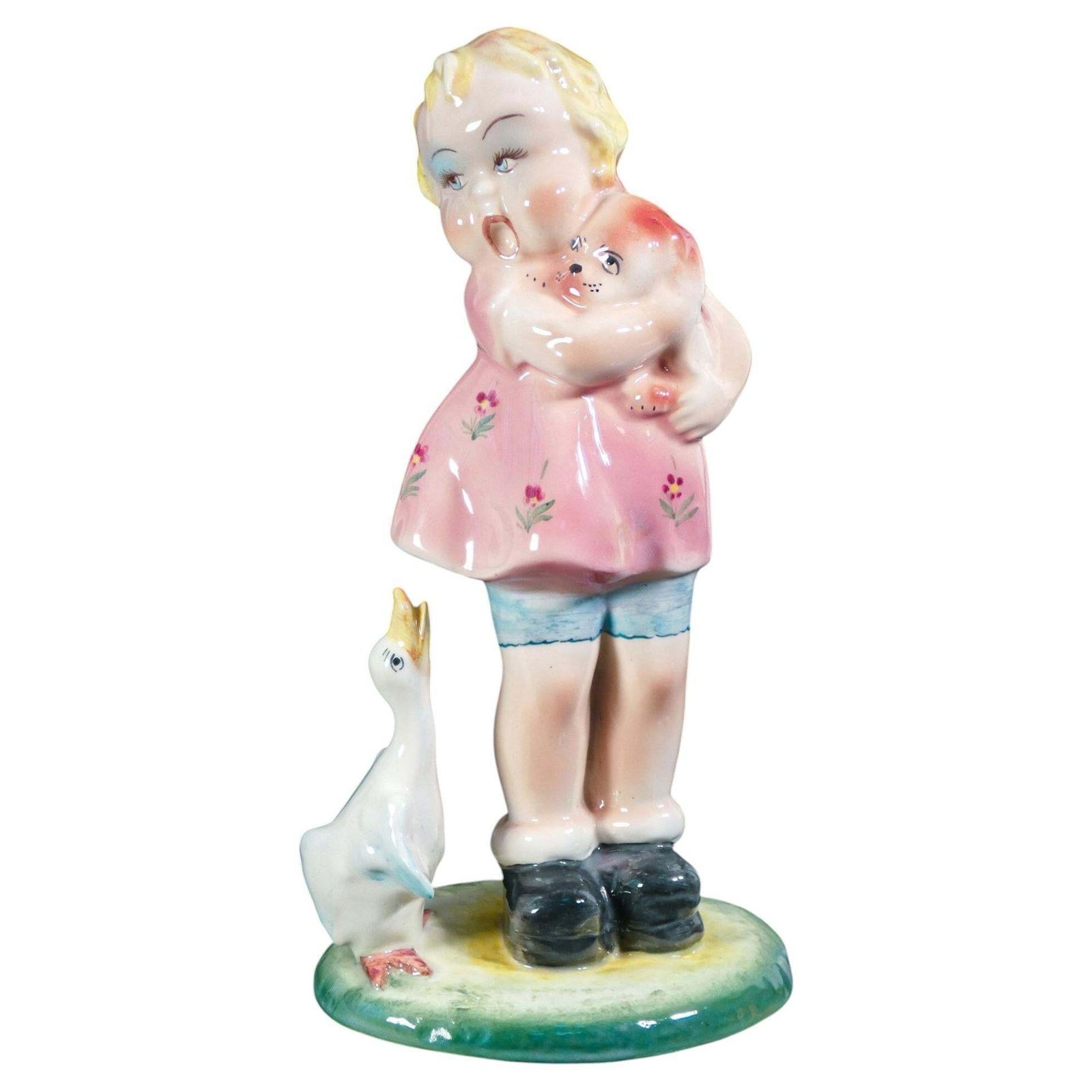 Porcelain Sculpture "Little Girl With Goose," Tarcisio Tosin For La Freccia. 1930s