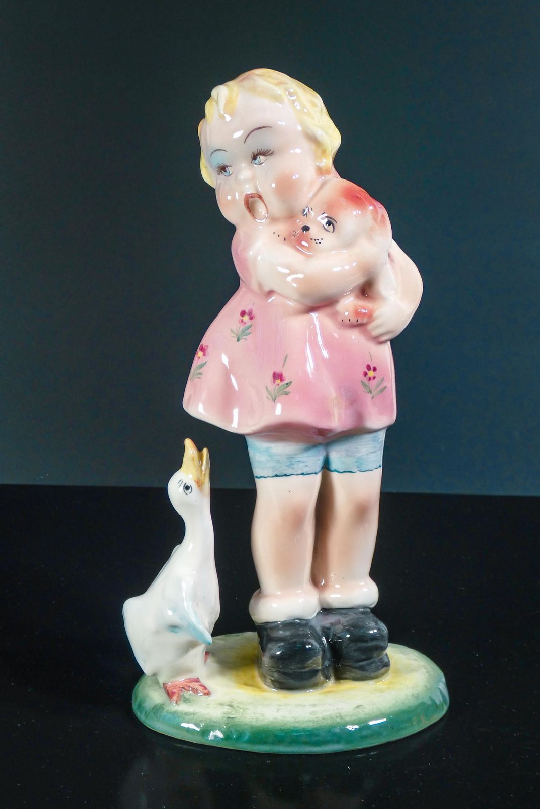 Porcelain Sculpture "Little Girl With Goose," Tarcisio Tosin For La Freccia. 1930s photo furniture