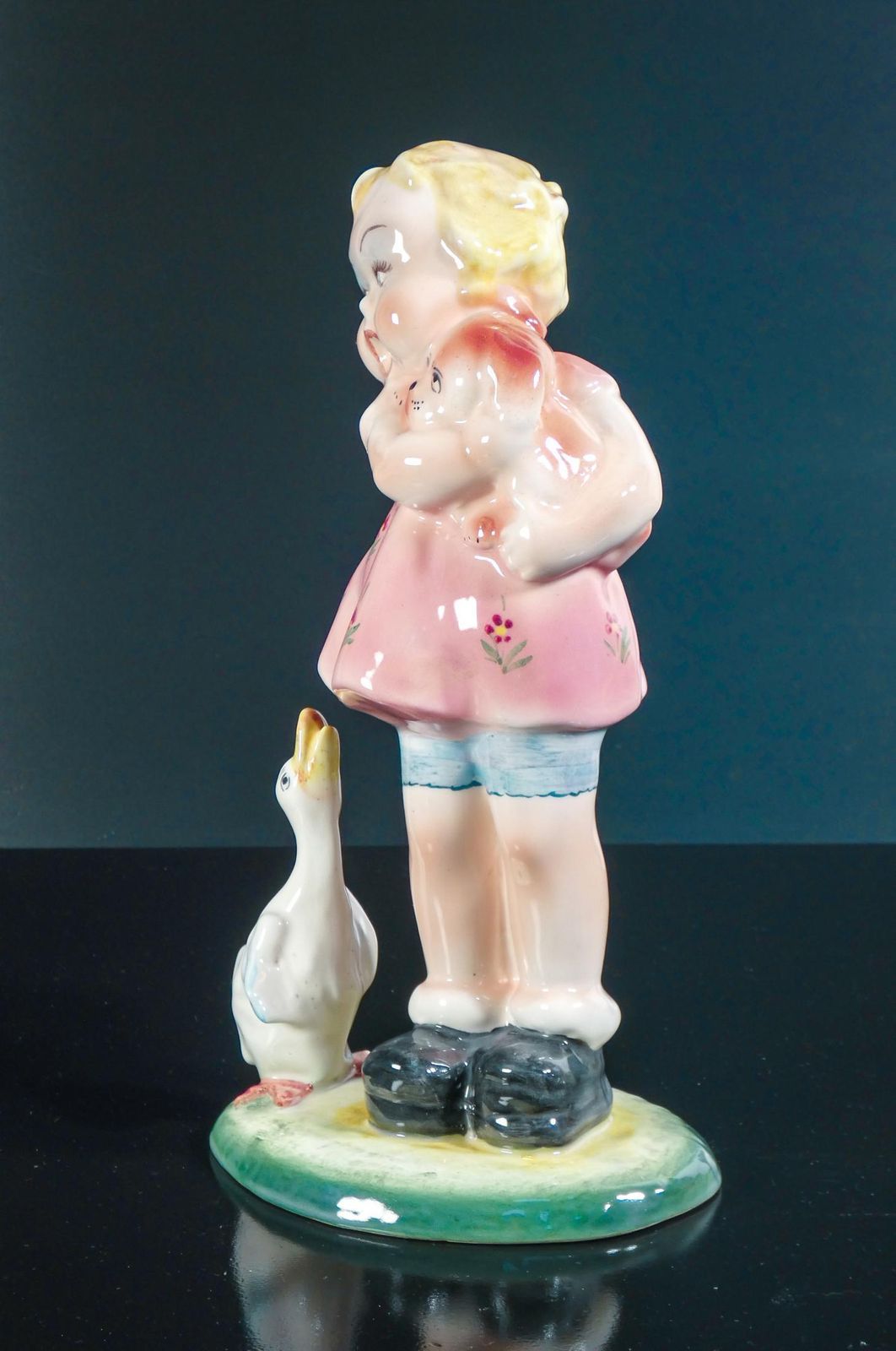 Porcelain Sculpture "Little Girl With Goose," Tarcisio Tosin For La Freccia. 1930s photo 424.0