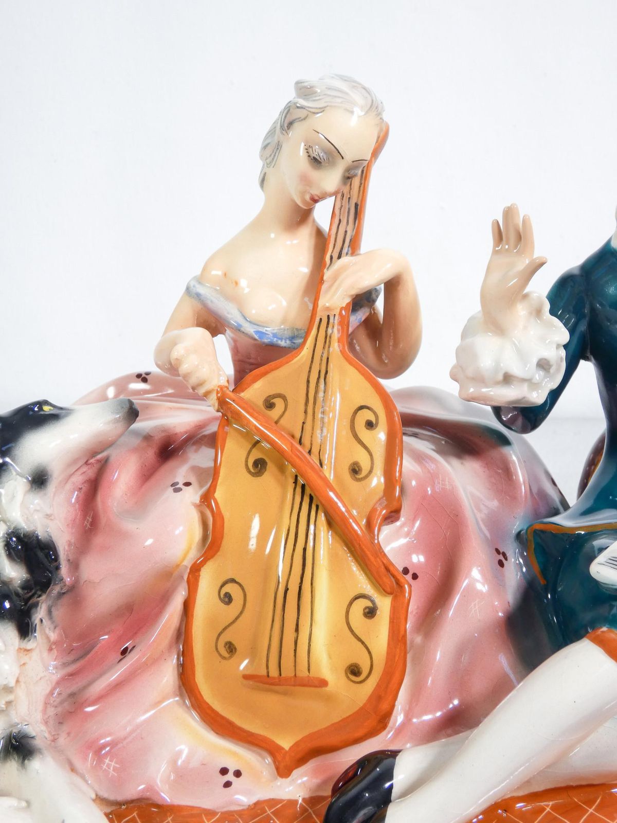 Ceramic Sculpture "Concert With Musicians And Dog," Mica. Italy, 50s photo Art