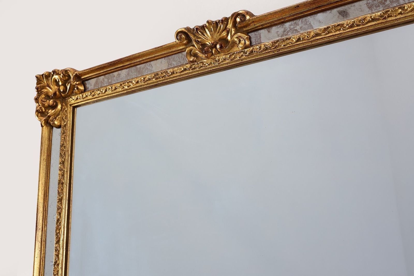 photo for sale Mid Century Rectangular Gilt Mirror From Deknudt, Belgium, 1980s