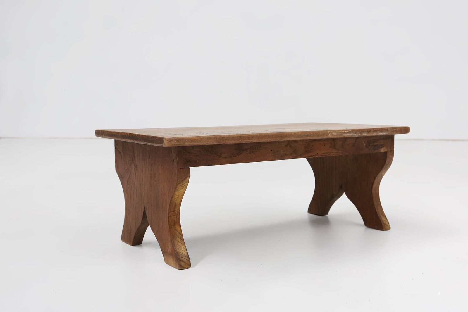 Small Rustic Wooden Stool With Curved Base, France, 1900s photo furniture