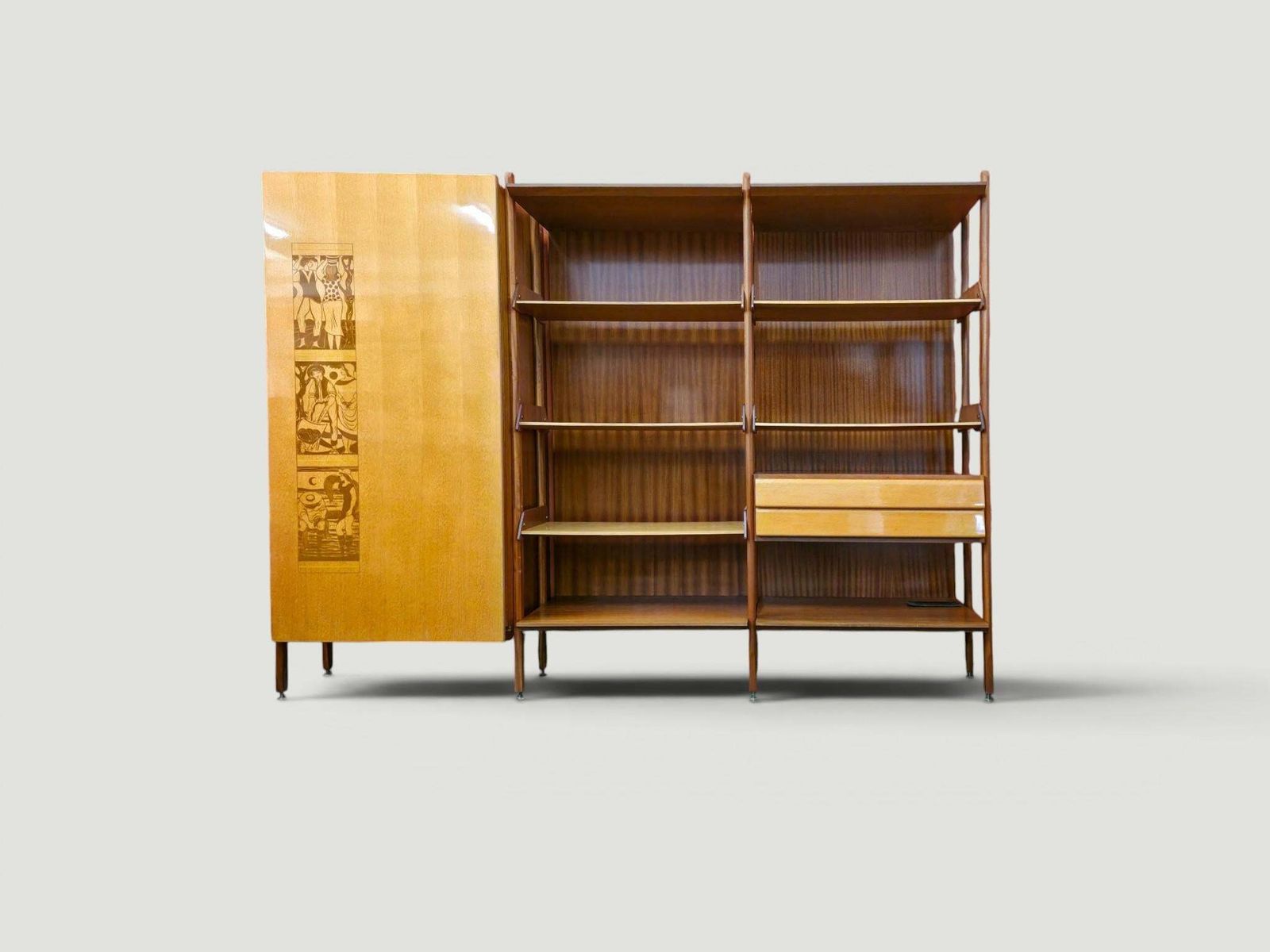 Italian Wardrobe Bookcase, Modular Wall Unit By Vittorio Dassi, Italy, 1960s photo Furniture