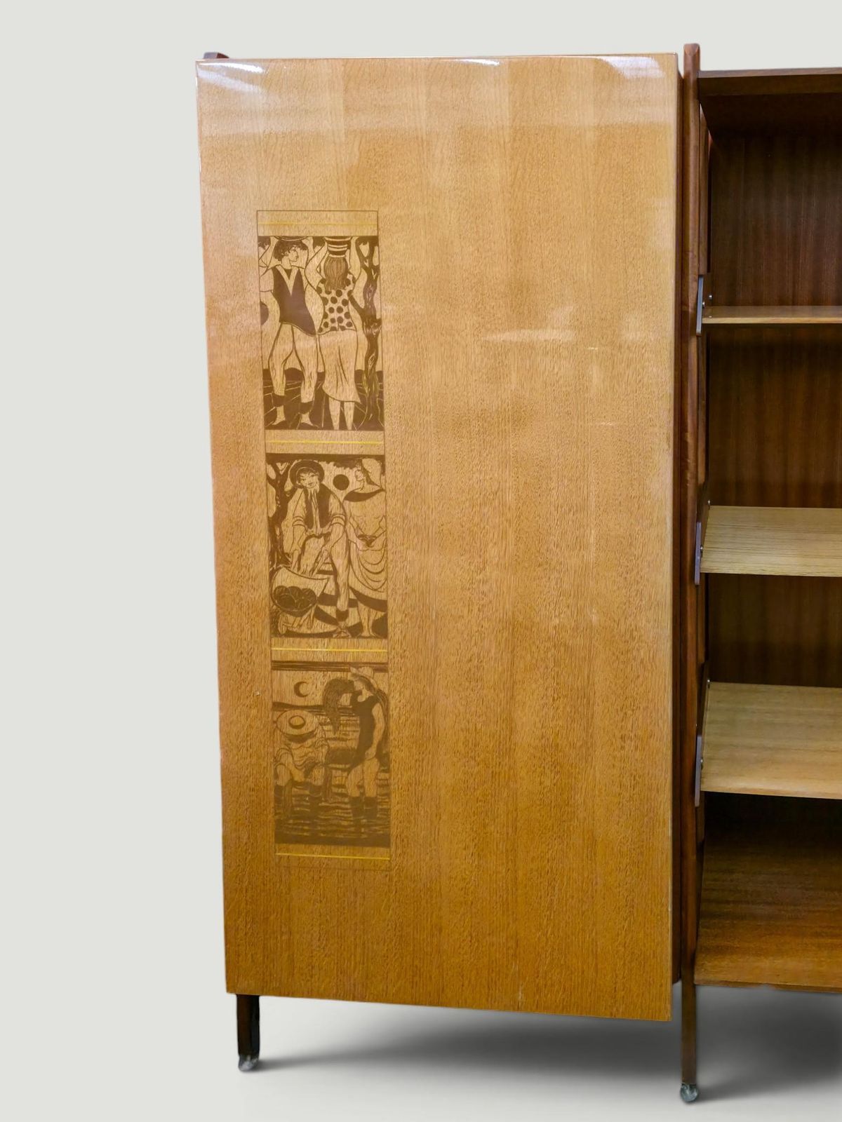 Italian Wardrobe Bookcase, Modular Wall Unit By Vittorio Dassi, Italy, 1960s photo vintage