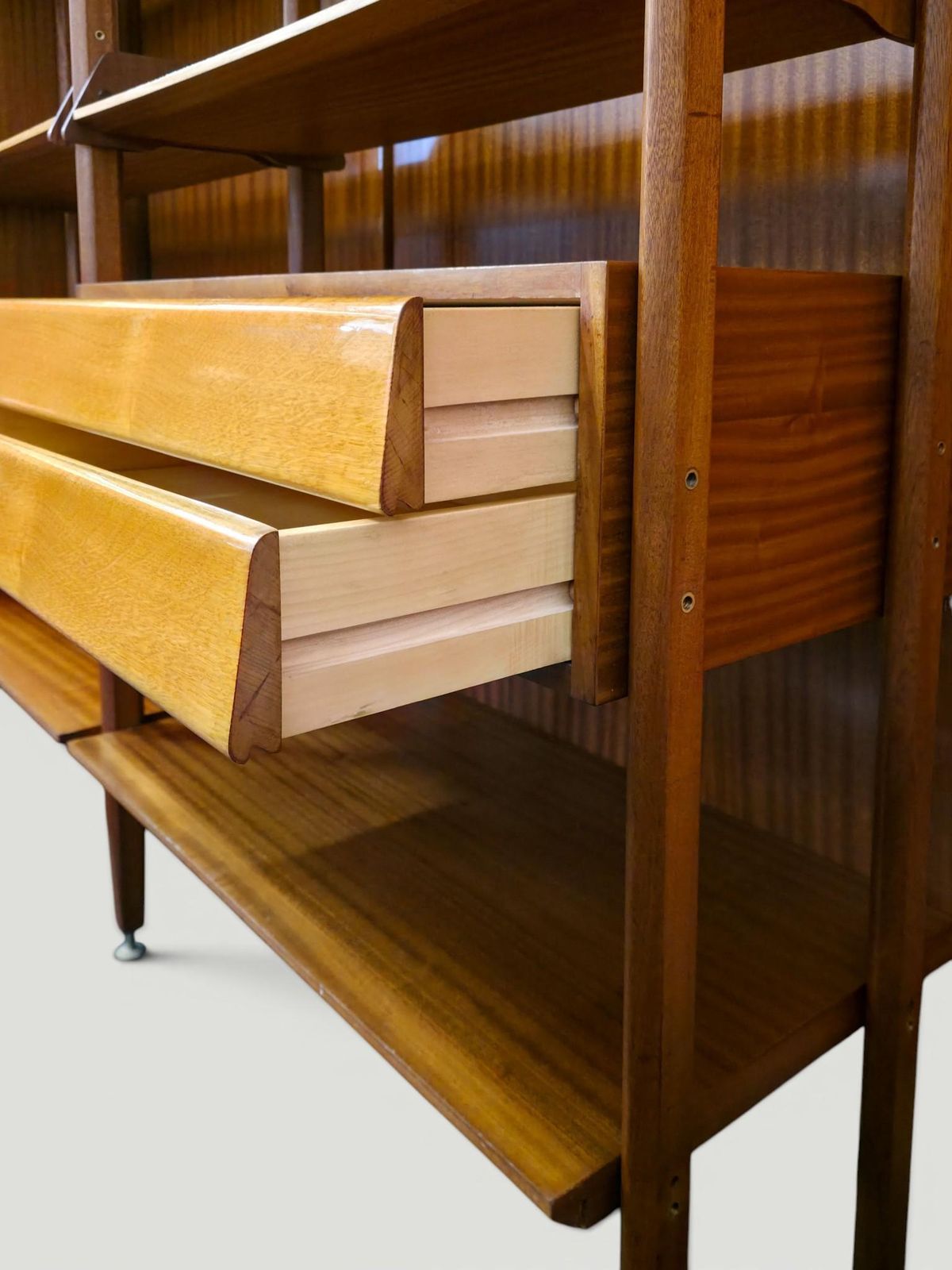 photo vintage Italian Wardrobe Bookcase, Modular Wall Unit By Vittorio Dassi, Italy, 1960s