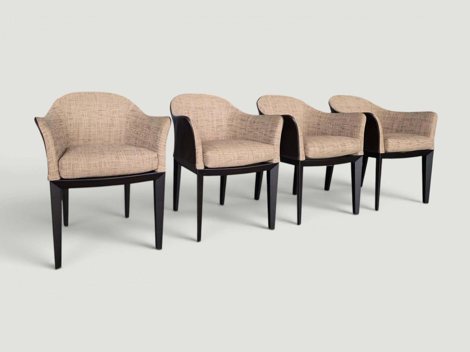 Set Of 4 Giorgetti “Normal” Armchair By Massimo Scolari, Leather & Fabric, Italy photo vinterior
