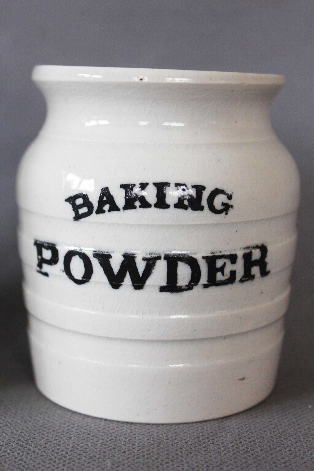 Set Of 2 Antique England Edwardian Banded White Ironstone Ceramic Storage Jars, Baking Powder, Sultanas George Jones And Sons Staffordshire photo furniture