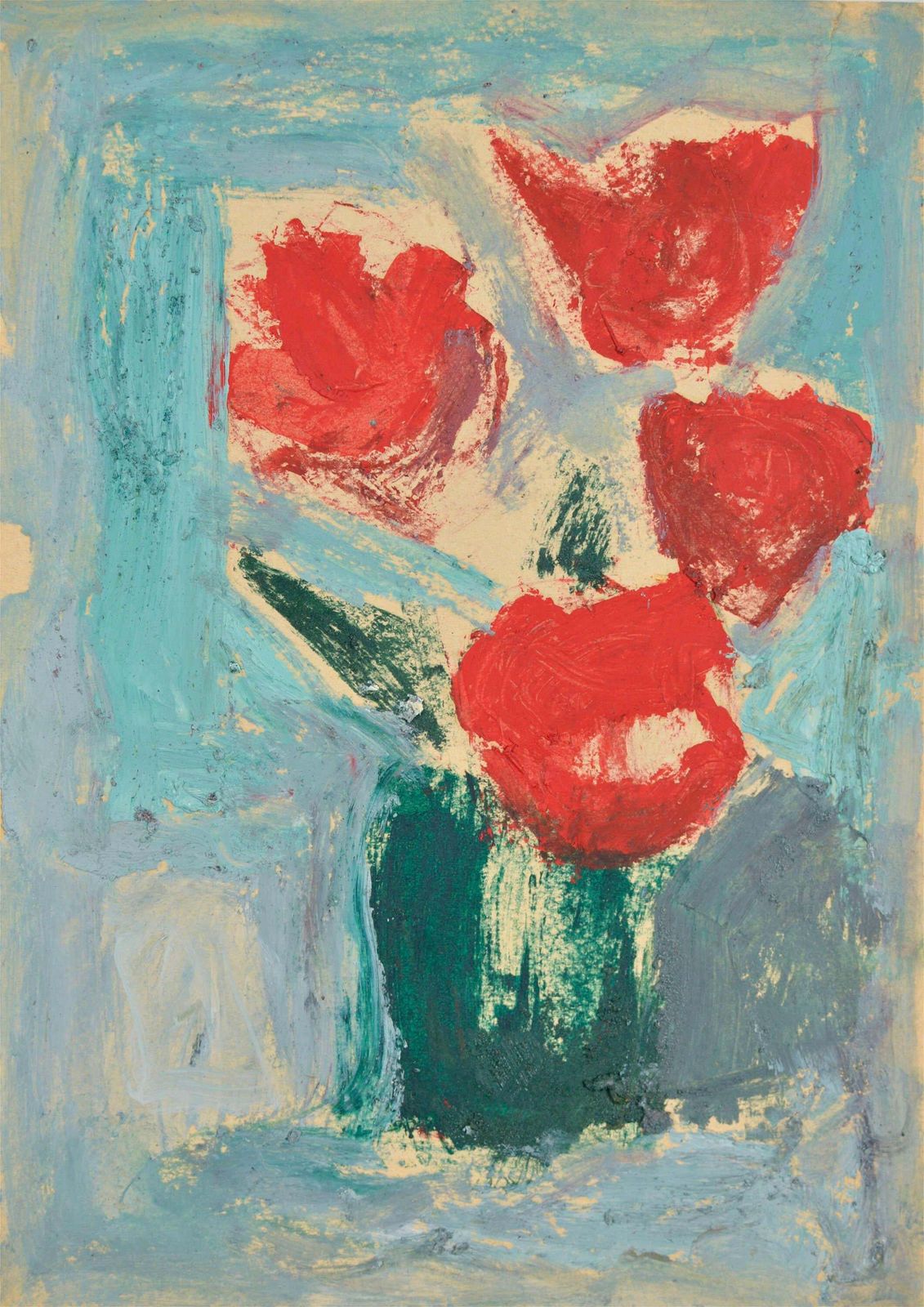 Aleksandr Rodin (1922 2001)poppies. Oil On Cardboard. 35x25 Cm. Unsigned