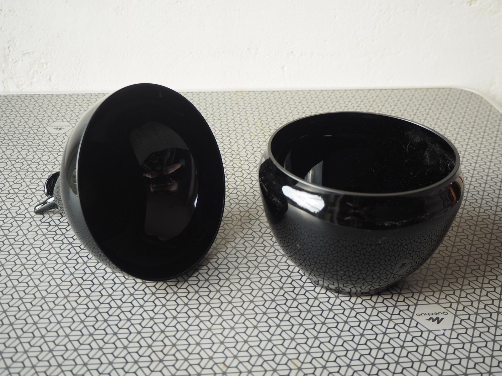 Midcentury Opaline Black Glass Jewelry Box, Czechoslovakia, 1960s photo vinterior