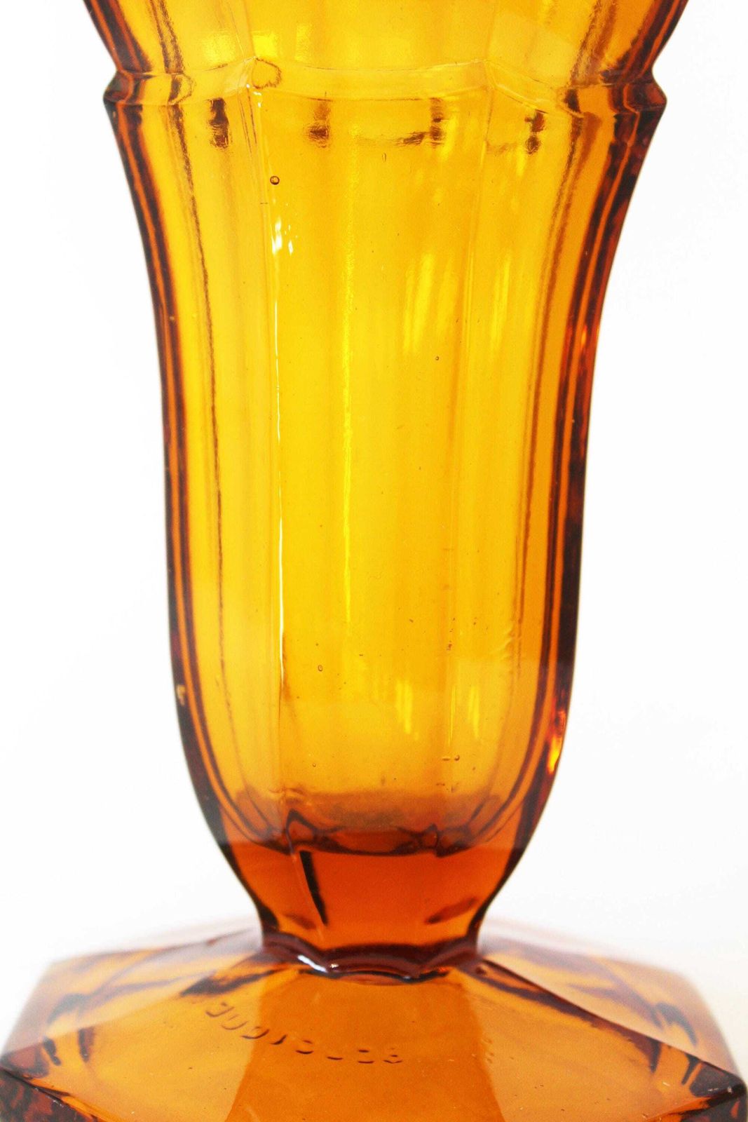 Tall Vintage Art Deco Amber Glass Vase, Pressed Glass, Tulip Vase, Trumpet Vase, Scailmont Belgium photo 91.0