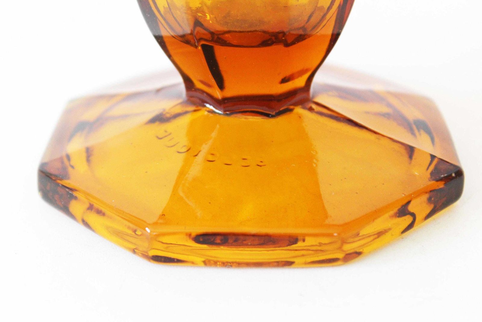 Tall Vintage Art Deco Amber Glass Vase, Pressed Glass, Tulip Vase, Trumpet Vase, Scailmont Belgium photo vinterior