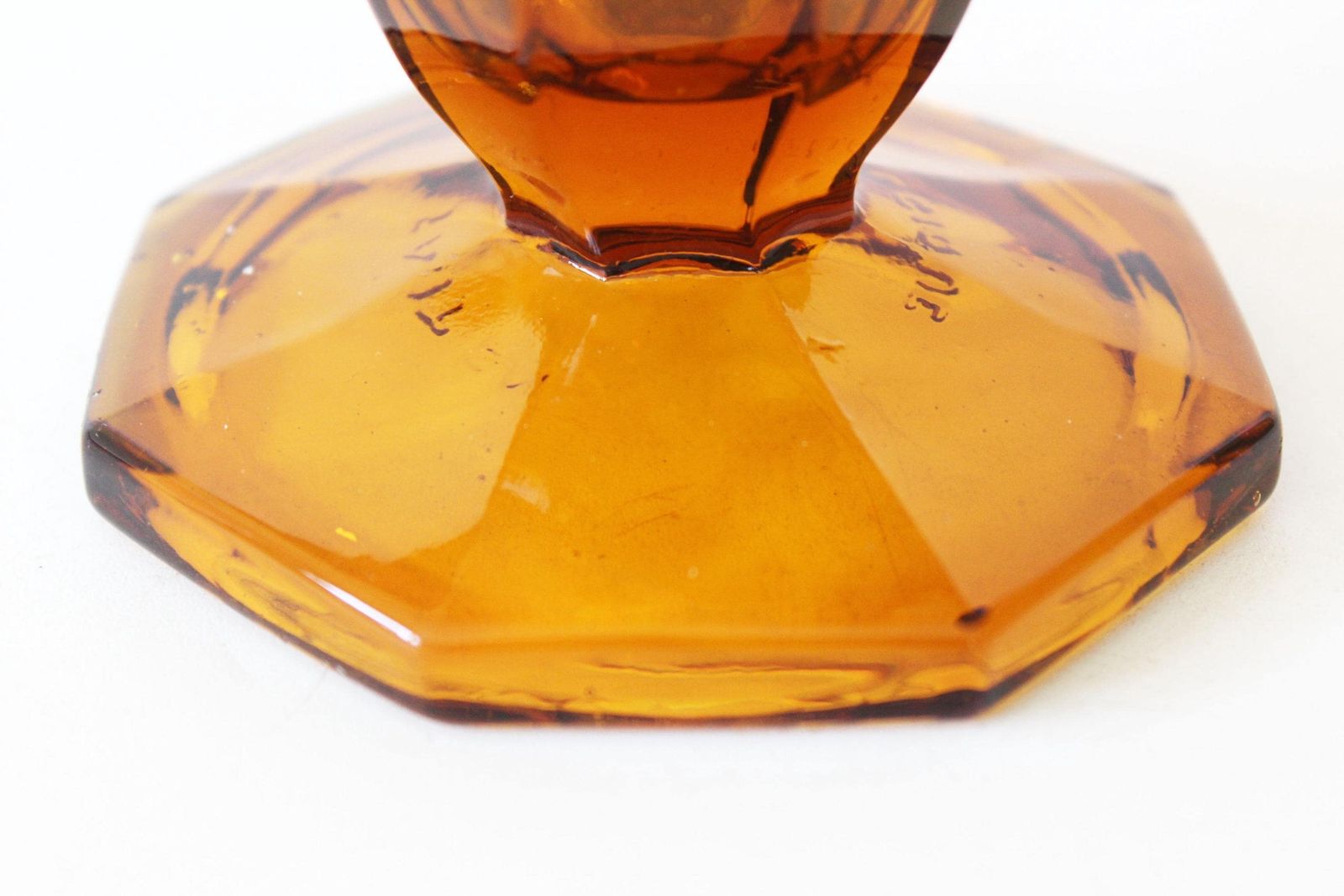 photo buy Tall Vintage Art Deco Amber Glass Vase, Pressed Glass, Tulip Vase, Trumpet Vase, Scailmont Belgium