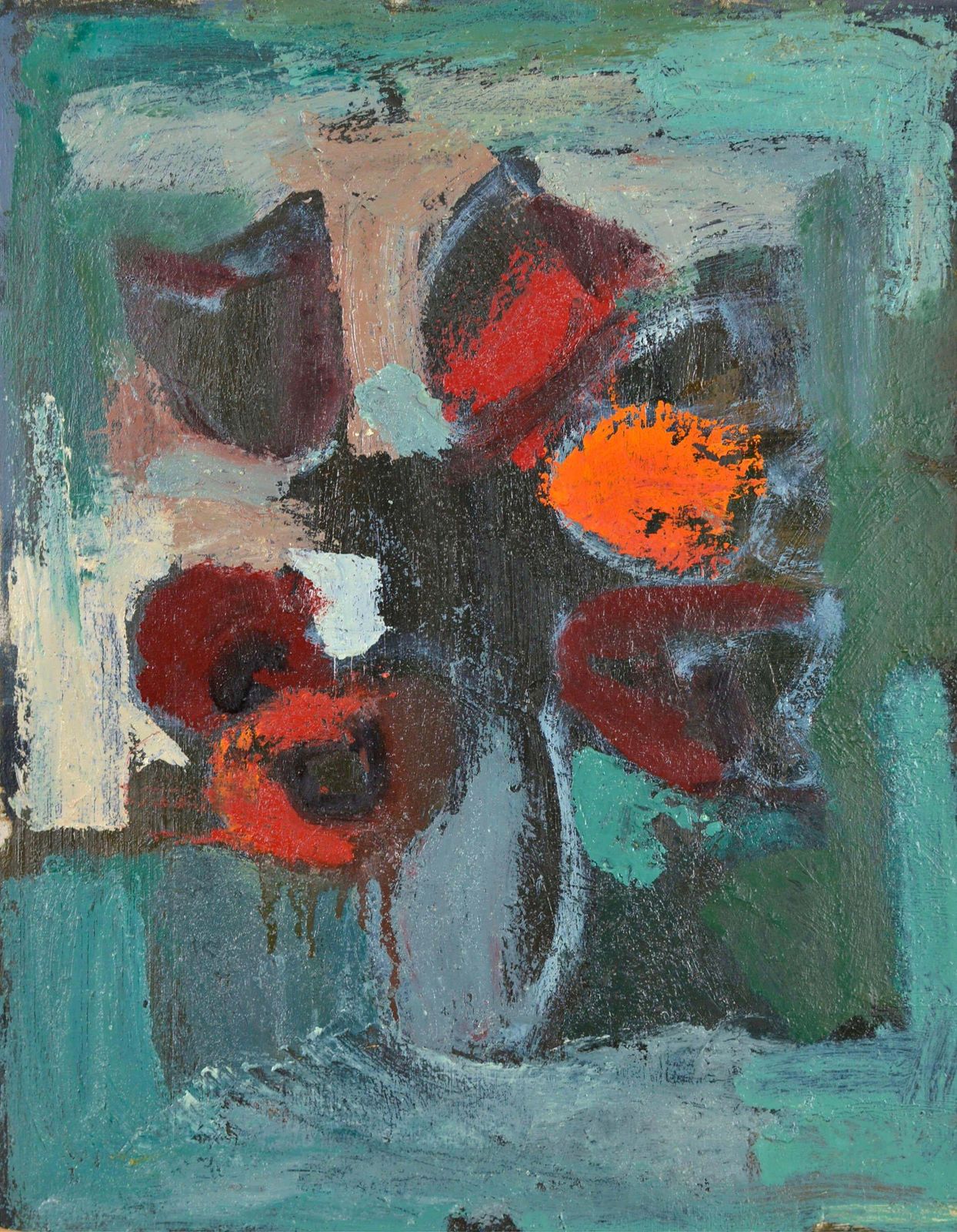 Aleksandr Rodin (1922 2001)poppies. Oil On Cardboard. 35x25 Cm. Unsigned