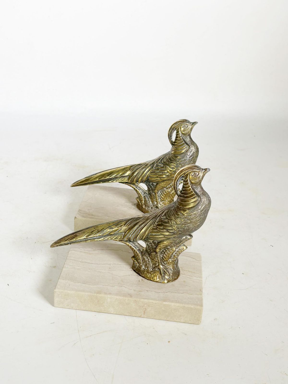 Pair Of Rooster Bookends, Marble, Brass, France, 1950 photo furniture