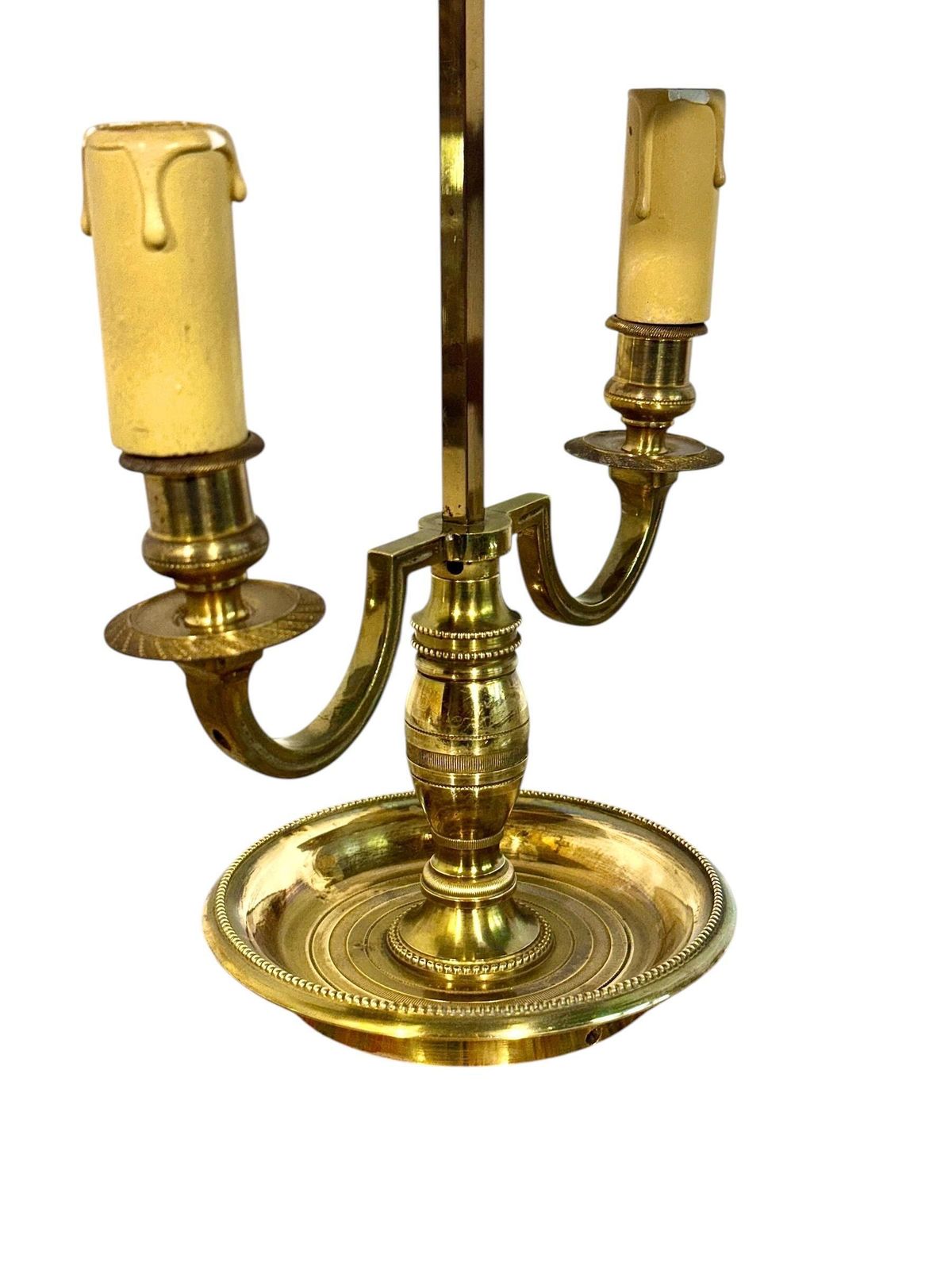 photo for sale 19th Century French Gilt Bronze Bouillotte Lamp With Tole Shade
