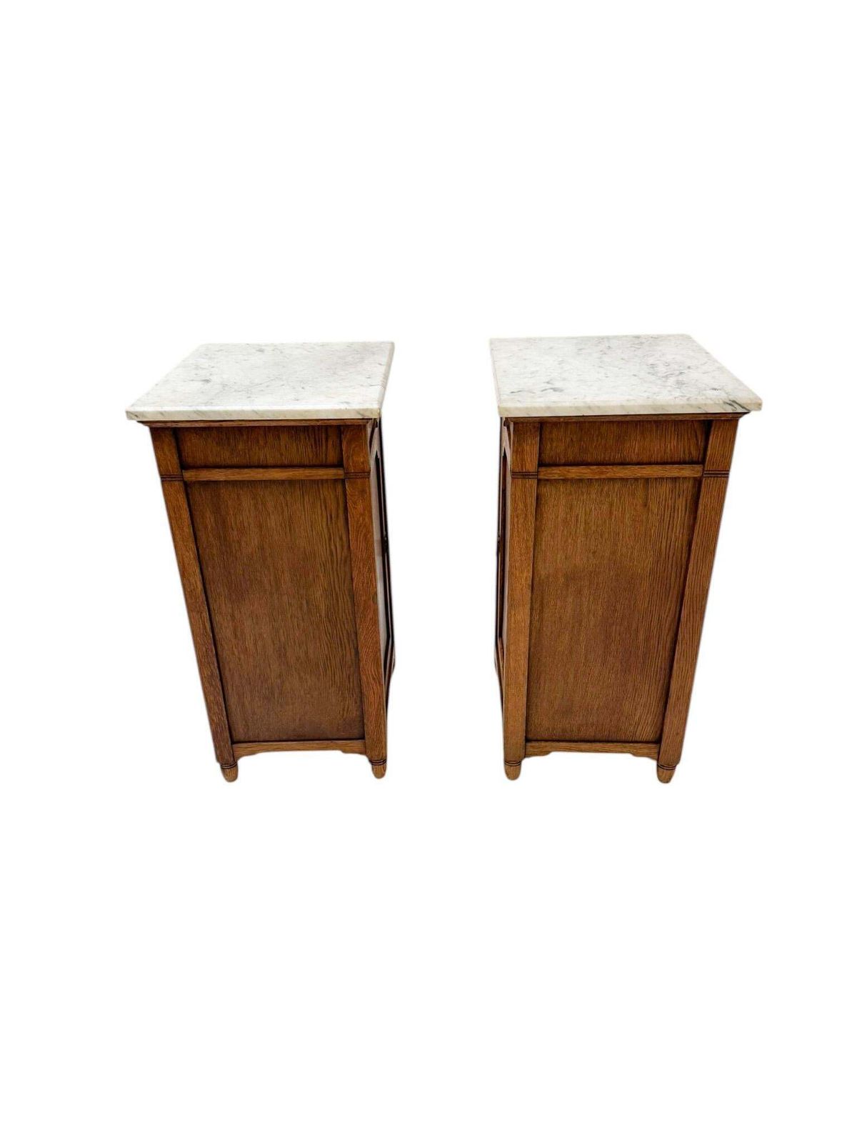 Two Arts & Crafts Art Nouveau Oak Nightstands Or Bedside Tables, 1900s photo for sale
