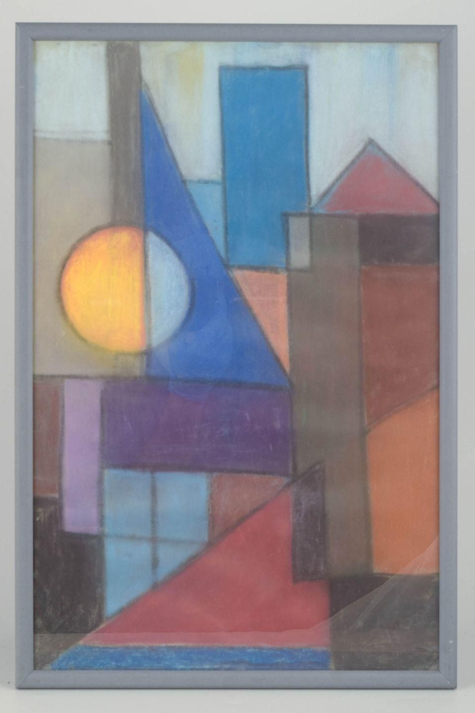 Scandinavian Artist. Chalk On Board. Geometric Abstract Composition. 1960s/70s photo furniture