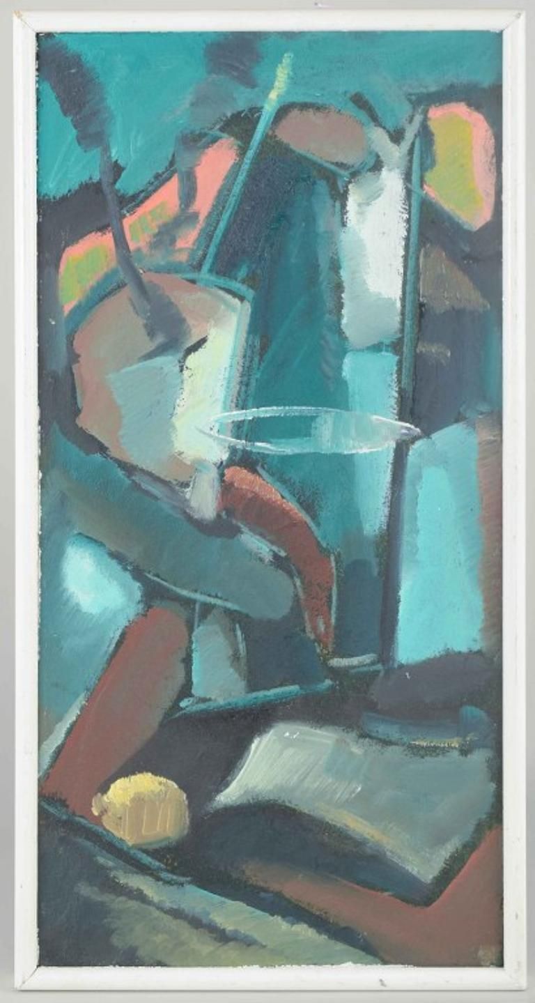 Scandinavisch kunstenaar. Abstracte compositie. Olieverf op paneel. Ca. jaren 1960 photo furniture