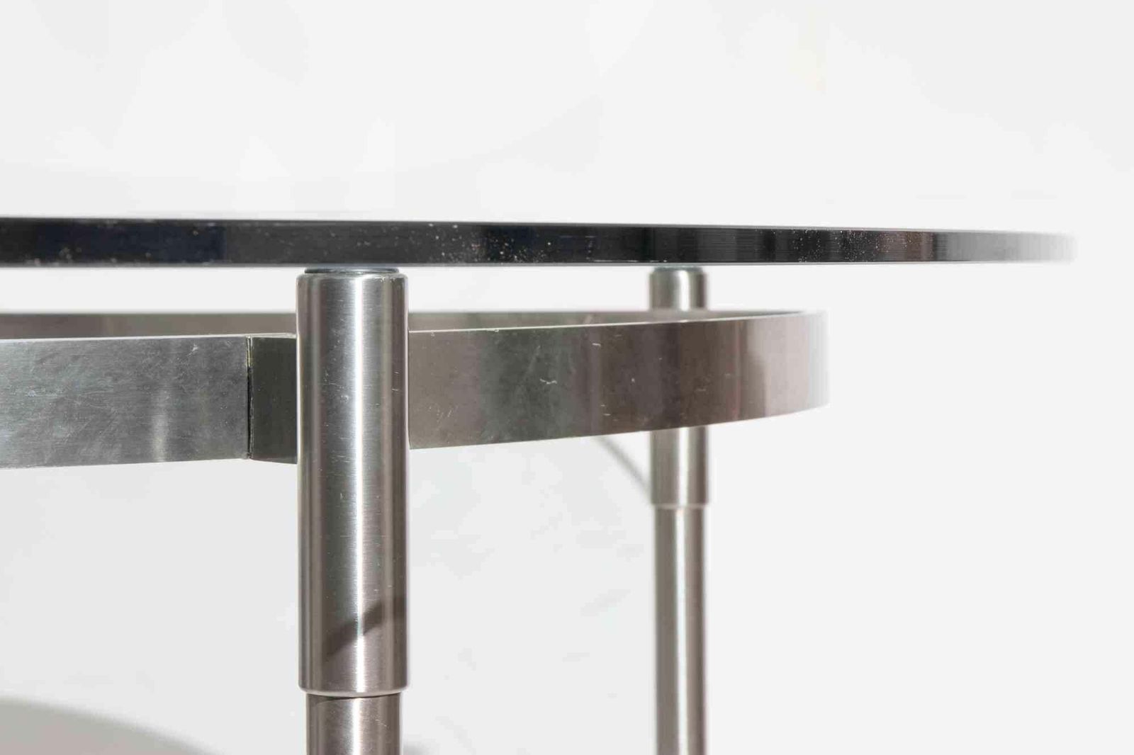 Modernist Glass And Steel Occasional Table On Castors   Italy   1970s photo Furniture