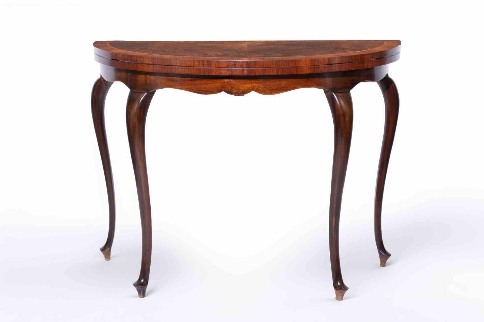 Vintage Walnut George III Style Demi Lune Folding Game Table  England 1950s photo buy
