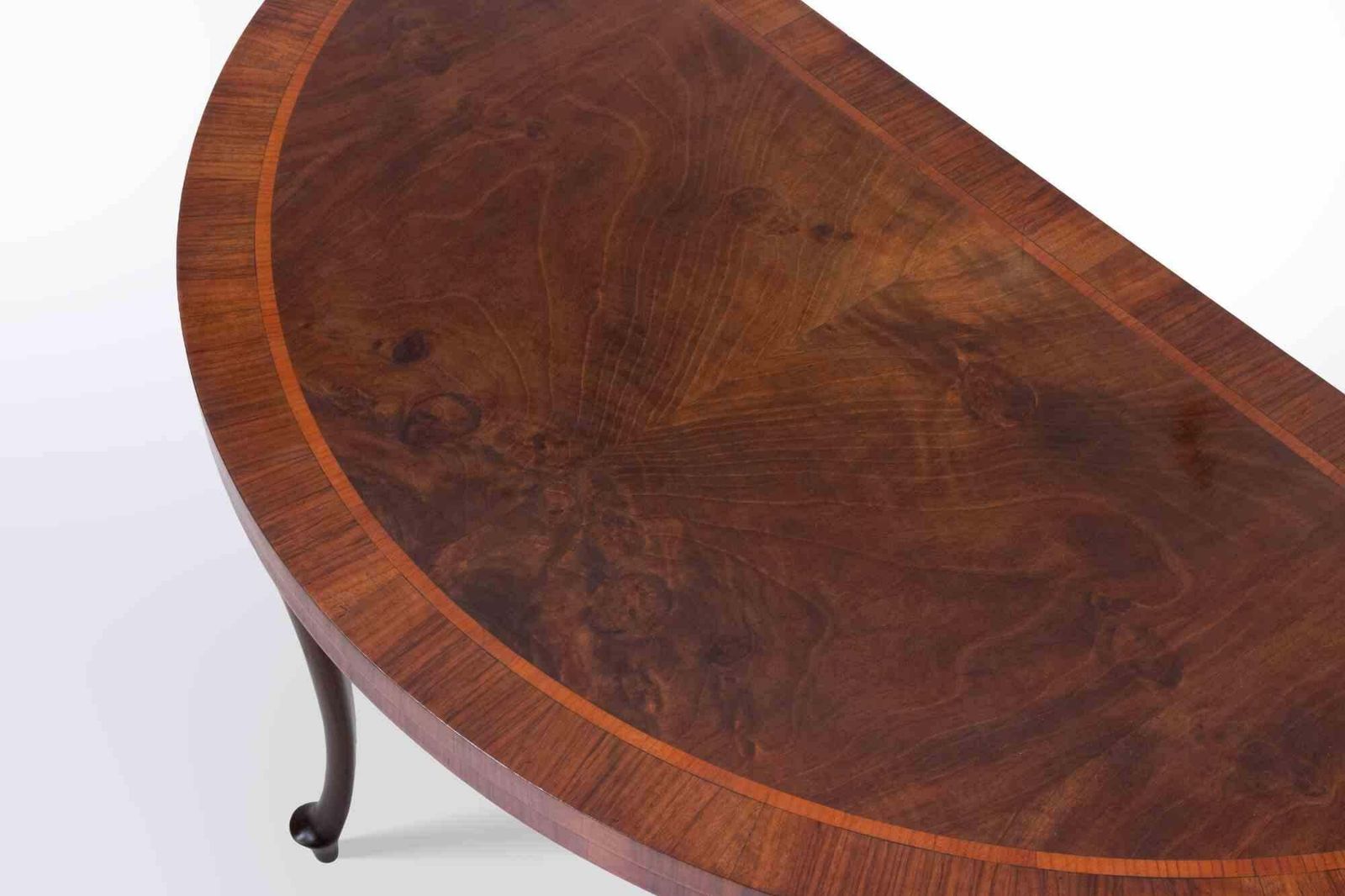 photo for sale Vintage Walnut George III Style Demi Lune Folding Game Table  England 1950s