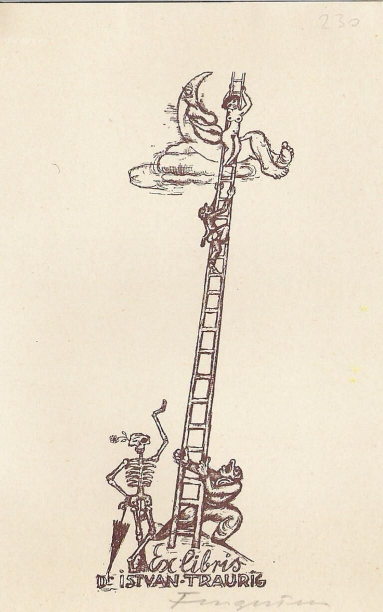 Michel Fingestenex Libris D'istvan Traurig   Woodcut By Michel Fingesten   Early 20th Centuryearly 20th Century