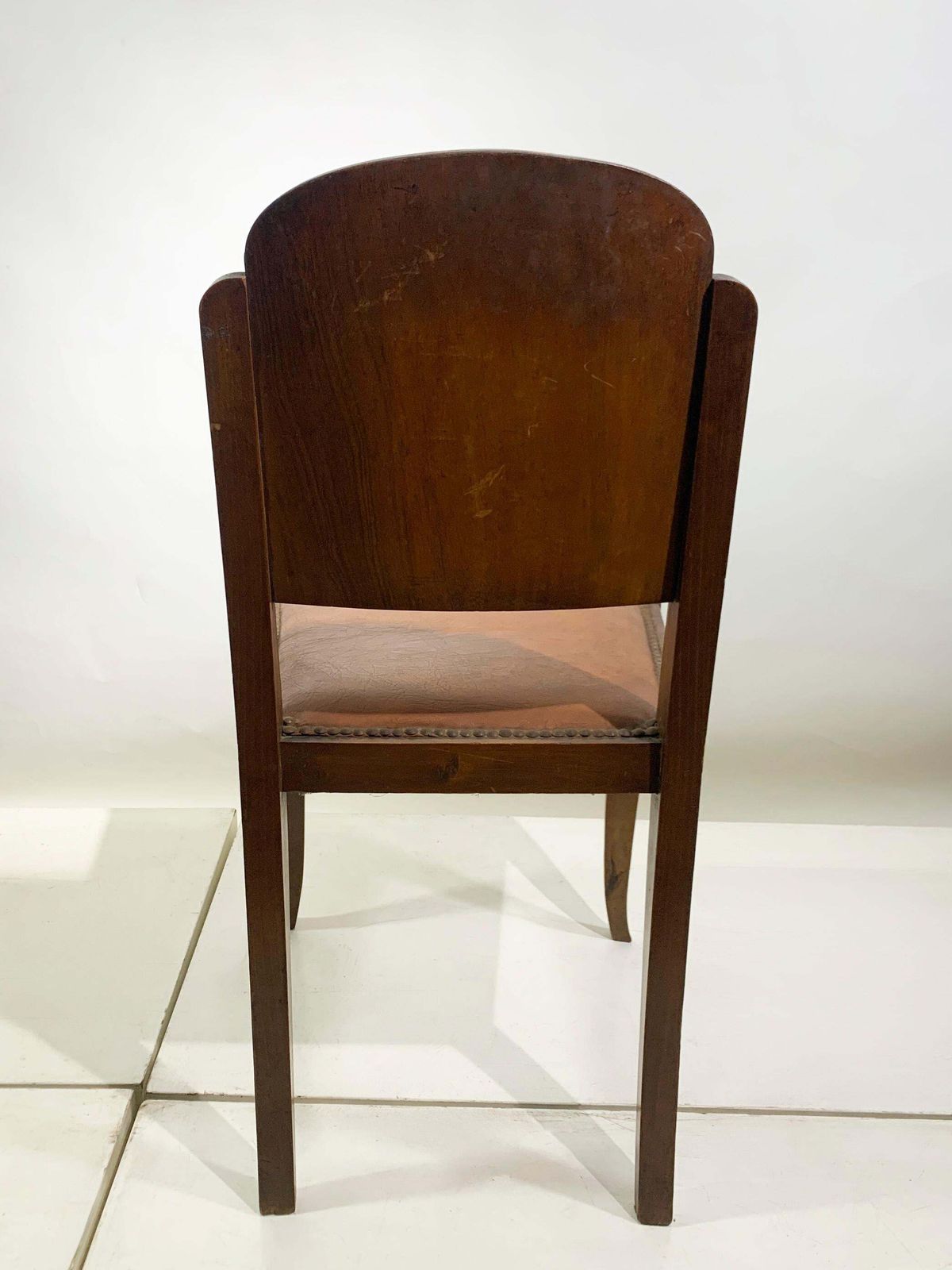 Set Of Six French Art Deco Walnut Dining Chairs With Arched Backs, France, 1930s photo 3356.0