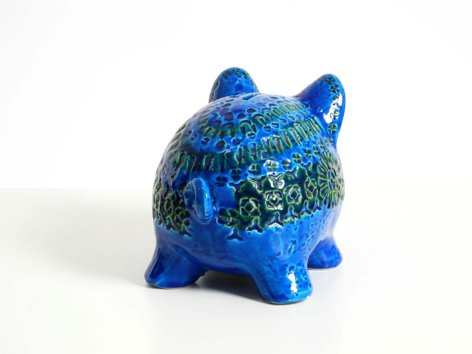 photo for sale 1960s Large Rimini Blu Ceramic Pig Money Box By Aldo Londi For Bitossi Italy