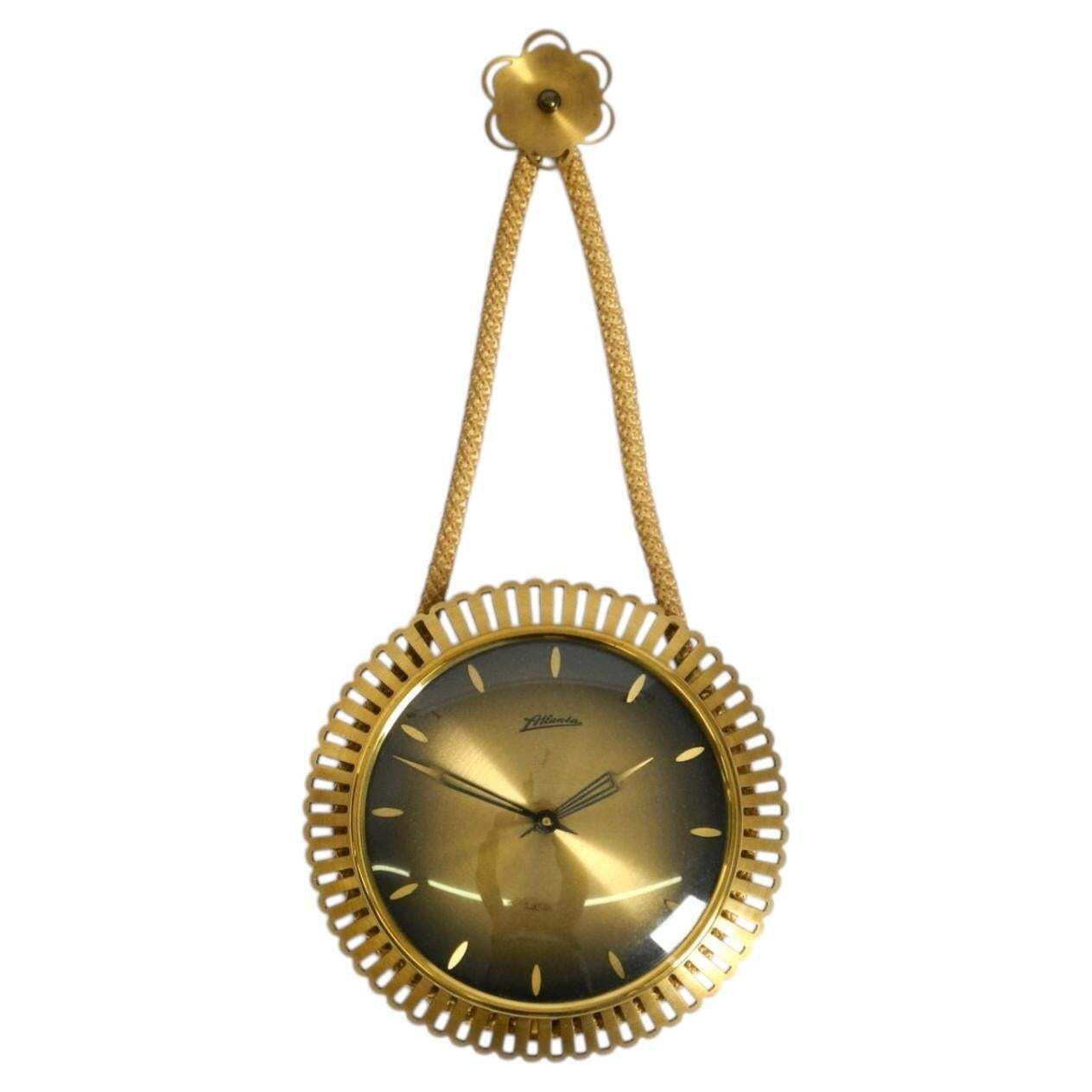 Small Mechanical Original Mid Century Atlanta Wall Clock With 10 Day Movement